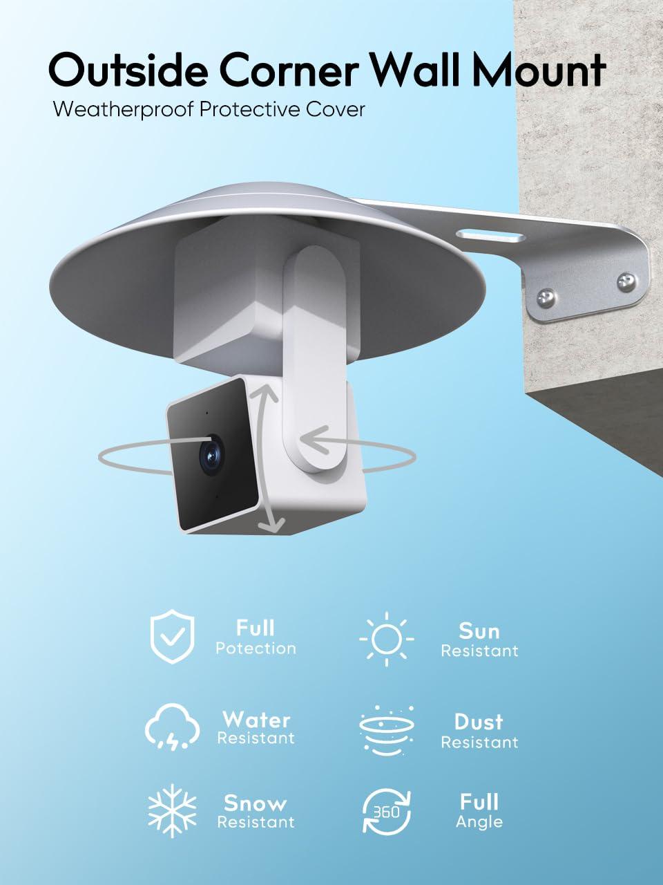 Gcioii 2 Pack Wall Mount for WYZE Cam Pan V3,Weatherproof Cover and Outside Corner Accessories,Reduce Blind Spots (White,Camera not Included) - Image 3