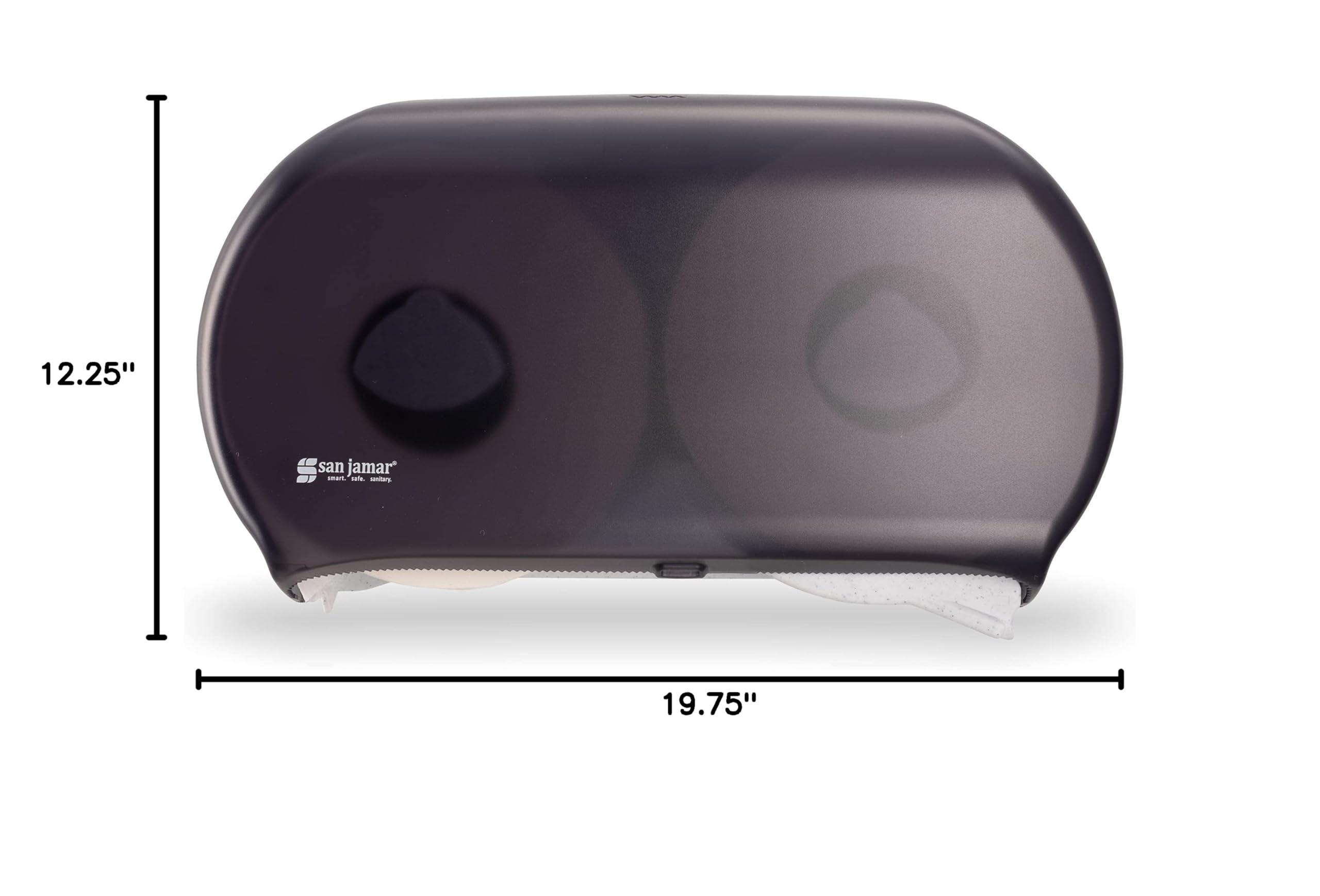 San Jamar - SJMR4000TBK R4000TBK Twin 9" Jumbo Tissue Dispenser, Black Pearl, 12" x 19" x 5.3" - Image 3
