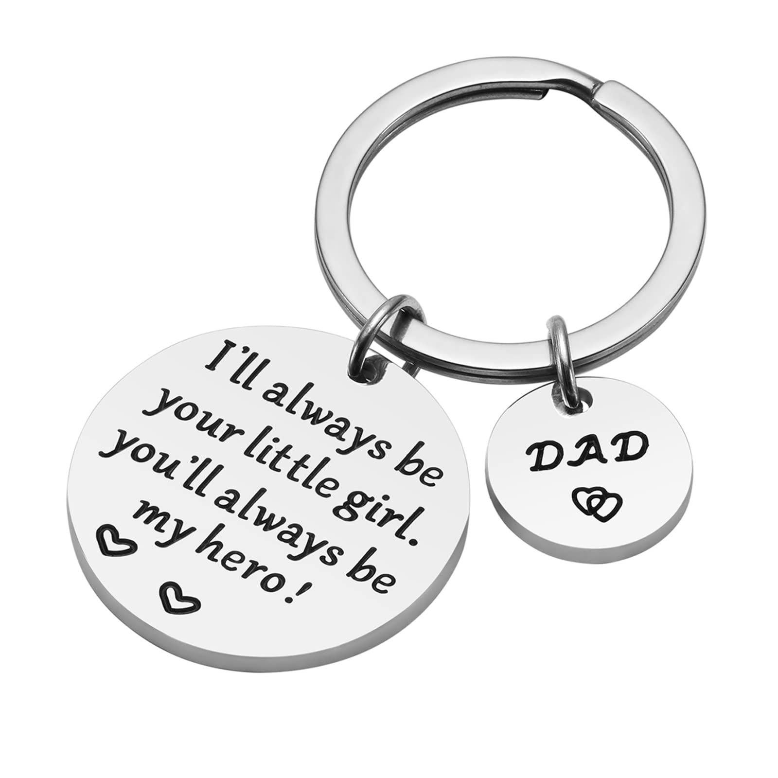 Father’s Day Gift - Dad Gifts from Daughter for Birthday Christmas Valentine’s Day, I'll Always Be Your Little Girl, You Will Always Be My Hero Daddy Keychain, Father Daughter Keyring - Image 4