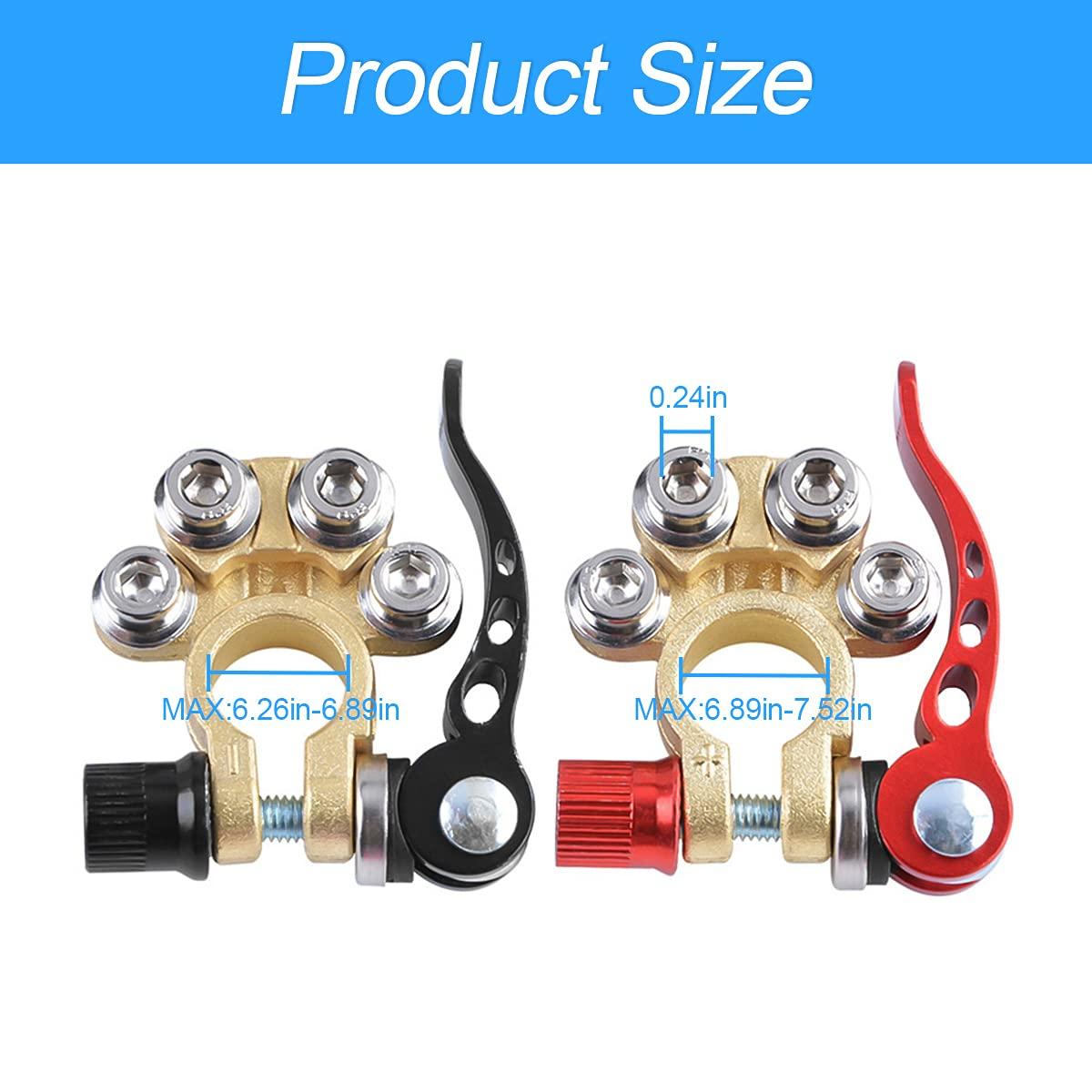 Car Battery Terminal Connectors, 2 Pcs 4 Way Quick Release Disconnect Car Battery Terminal for SAE/JIS Type A Posts, Compatible With Cars, Vans, Trucks and More - Image 2