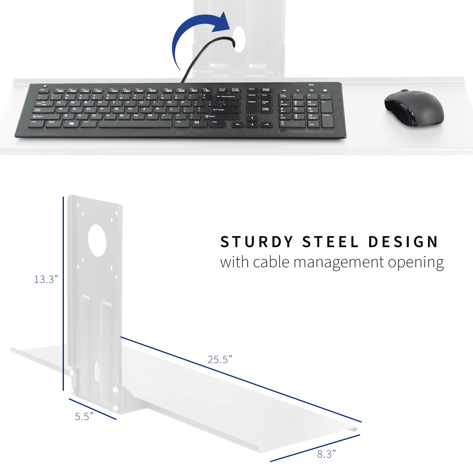 VIVO Computer Keyboard and Mouse Platform Tray VESA Mount Attachment 25.5 x 8 inch Surface, White, MOUNT-KB03-W - Image 4