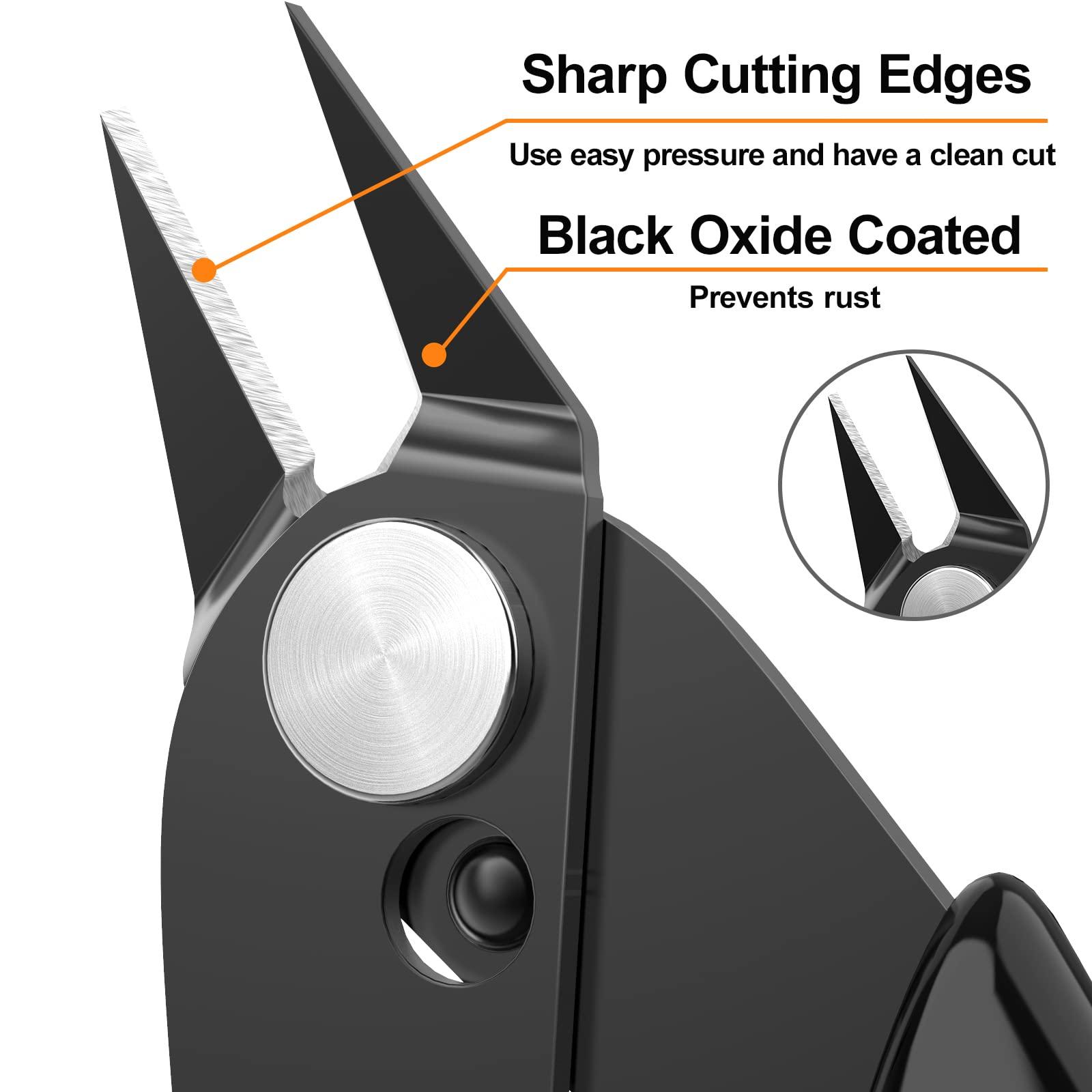 BOENFU BF-170 Micro Wire Cutter Jewelry Wire Cutters Zip Tie Cutters 2-Pack Flush Cut Nippers Precision Small Side Cutting Pliers for 3d Print, Plastic Models, Jewelry, Electronics, Black, 5 Inches - Image 3