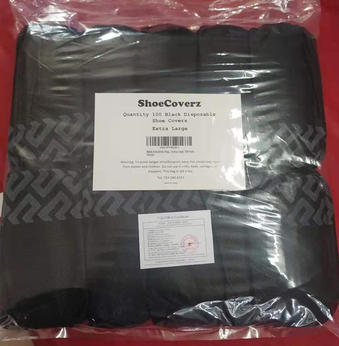 Shoecoverz Brand Black Industrial Disposable Shoe Covers for Men and Women Extra Thick 45 GSM Material Workman Booties Extra Large 100 Pack - Image 3