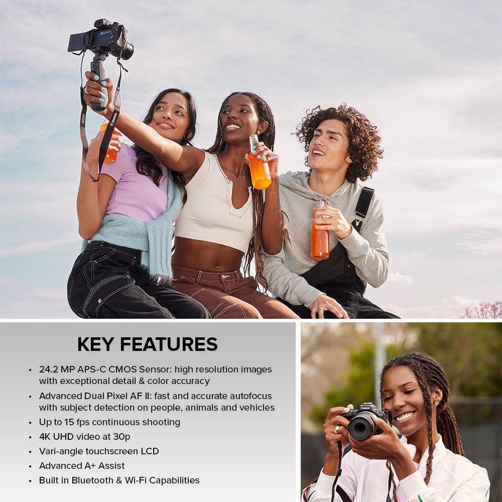 Canon EOS R50 Mirrorless Camera RF-S18-45mm F4.5-6.3 is STM Lens Kit, 24.2 Megapixel CMOS (APS-C) Sensor, 4K Video, Hybrid Camera, Photo and Video, Vlogging, Content Creator, RF Mount, Black - Image 8