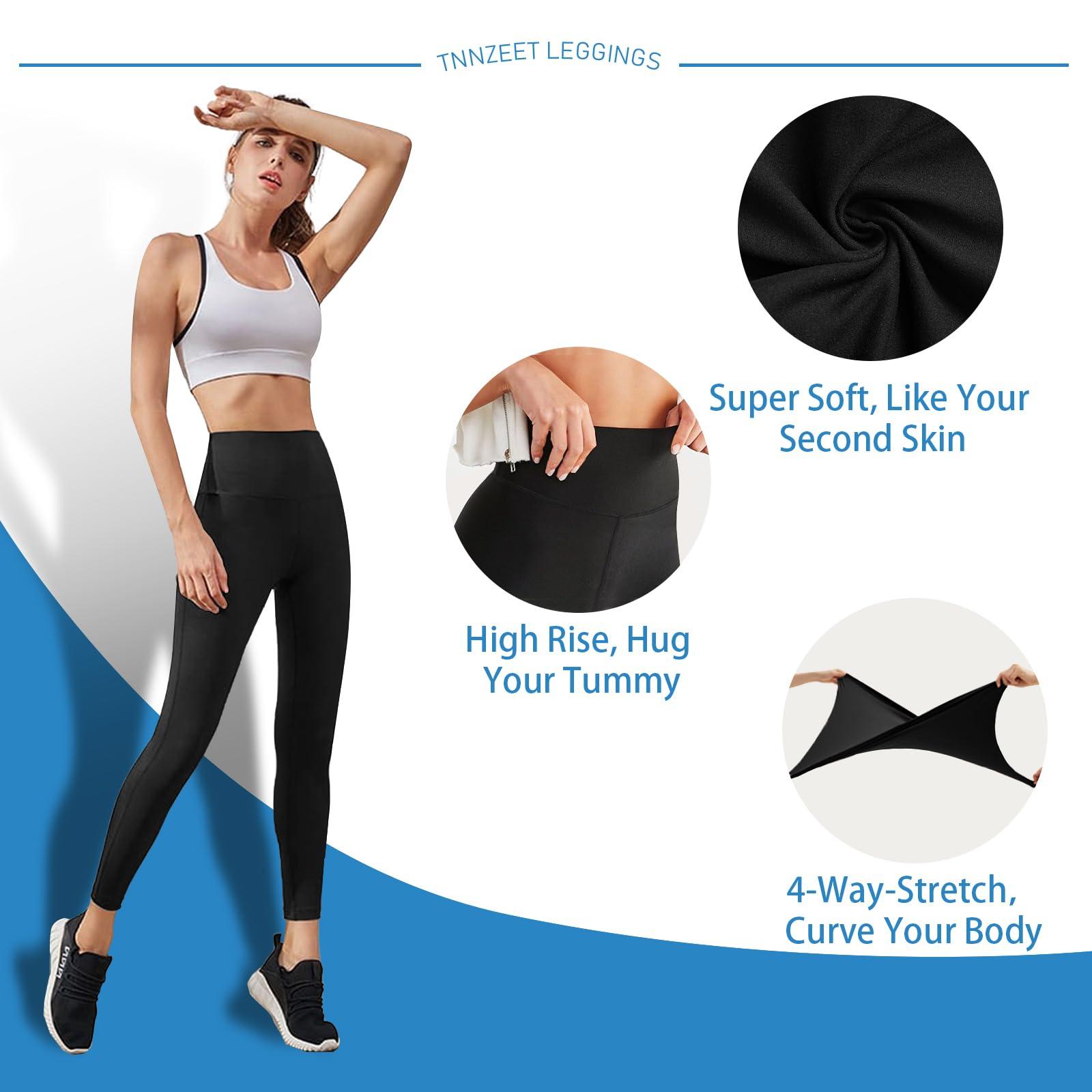 High Waisted Leggings for Women - No See Through Tummy Control Cycling Workout Yoga Pants with Pockets Reg & Plus - Image 2