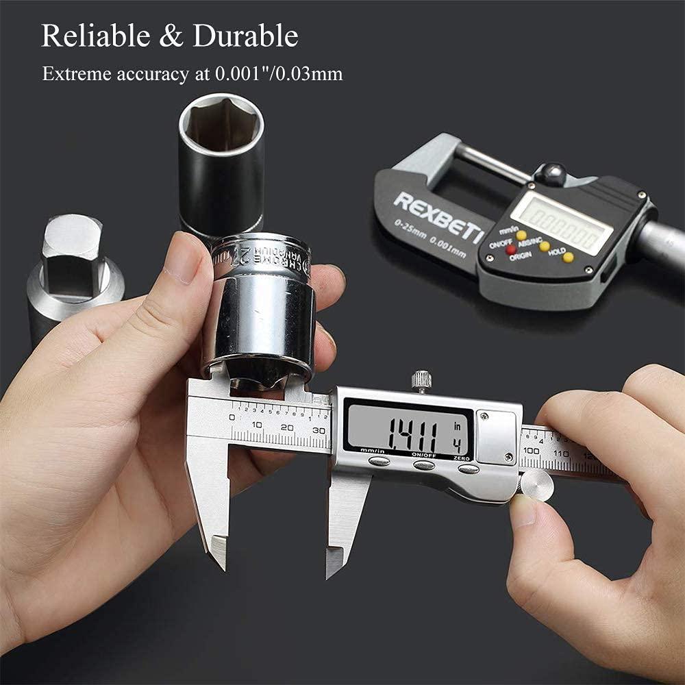 Digital Caliper, Caliper Measuring Tool with Stainless Steel, Electronic Micrometer Caliper with Large LCD Screen, Auto-Off Feature, Inch and Millimeter Conversion (6 Inch/150 mm) - Image 6