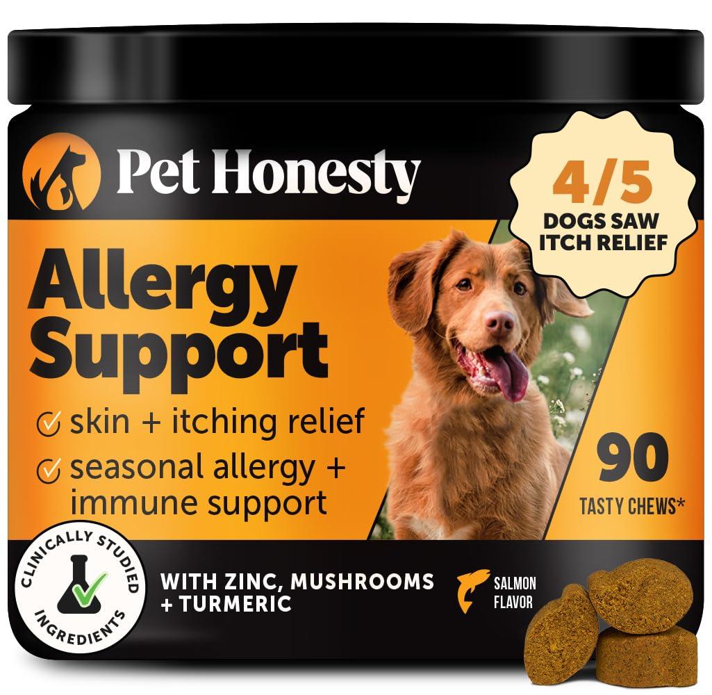 Dog Allergy & Itch Relief - Advanced Itch Supplement with Probiotics for Dogs - Immune Support & Skin Relief for Seasonal Allergies - Natural Itchy Skin & Paw Relief - (Salmon, 90 Ct)
