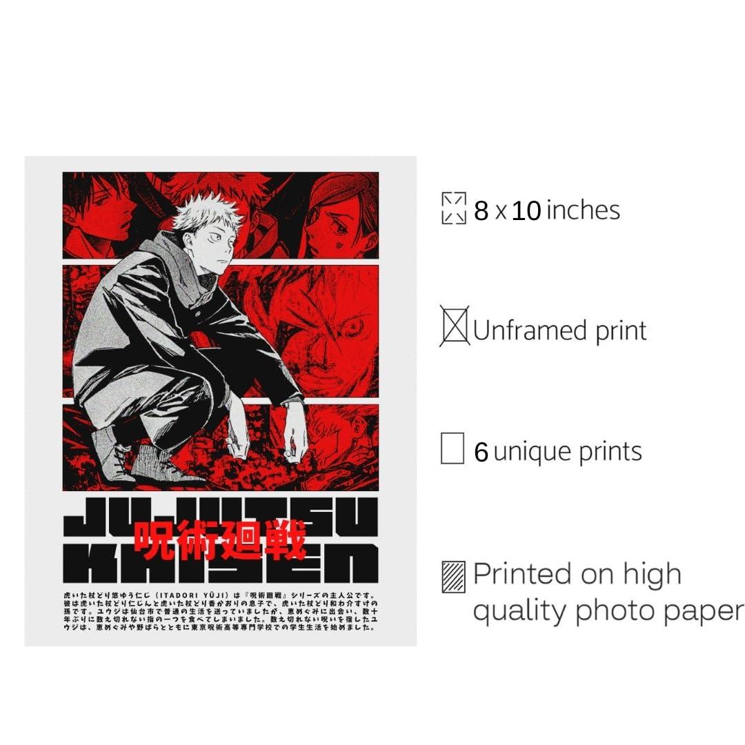 Ouroboros Art & Design - JJK Sorcery Showdown: Jujutsu Kaisen Anime Poster Set - Manga Art - Anime Poster - Yuji Itadori - Gojo Satoru - 6 Pieces - 8x10'' Inch - Unframed - Image 2