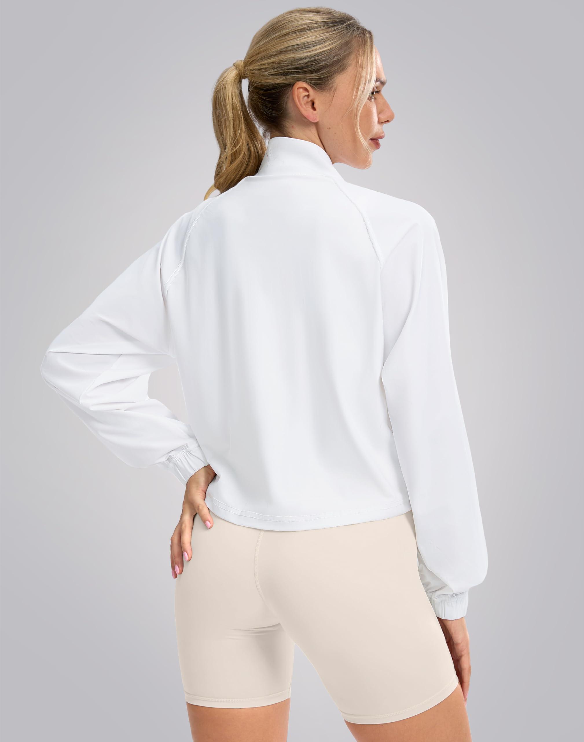 Women's Athletic Workout Jacket Lightweight UPF 50+ Long Sleeve Sun Protection Shirts Zip Up Cropped Sun Jacket Hiking Tops - Image 4