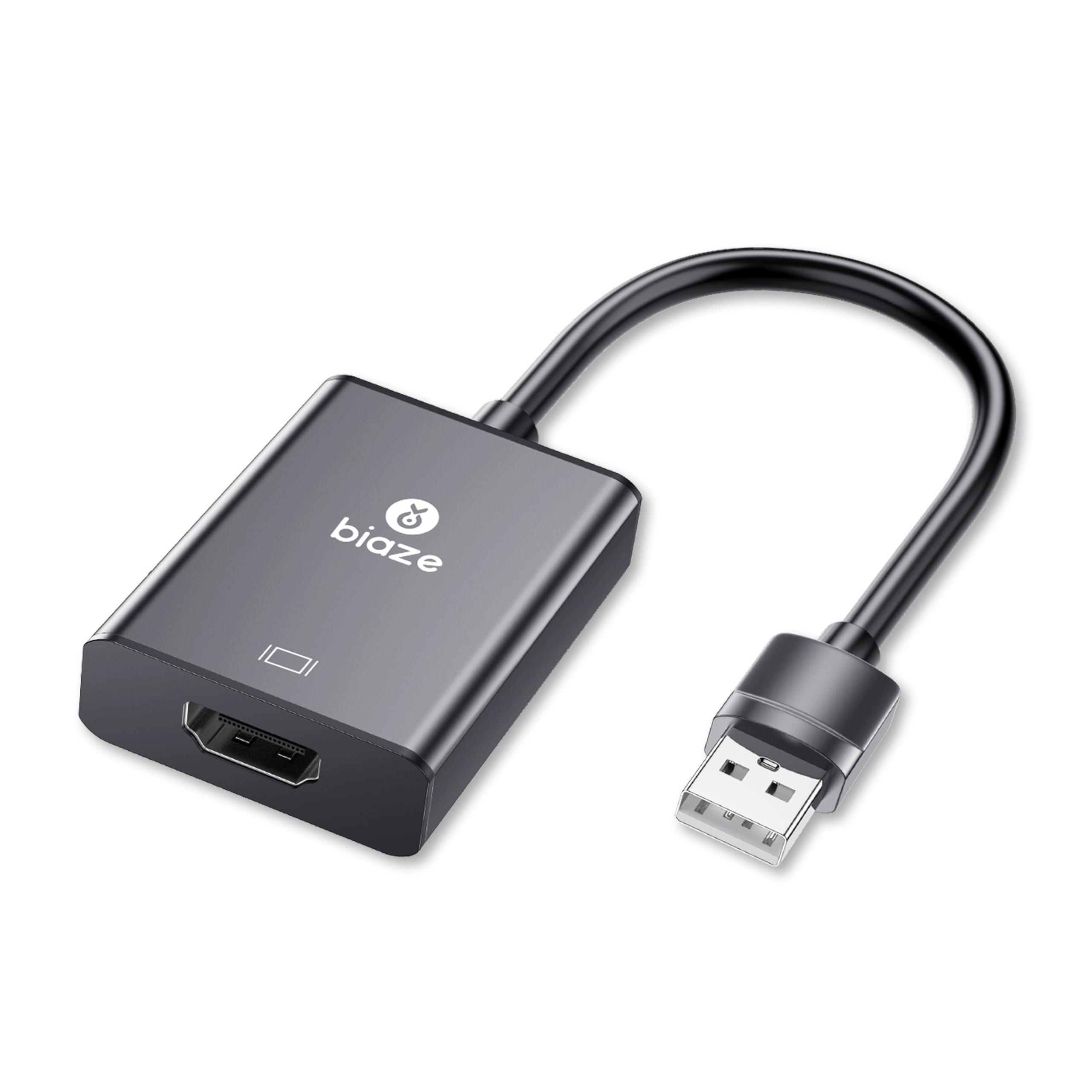 biaze USB to HDMI Adapter, 4K@60Hz HDR for Laptop/PC/TV/Monitor/Projector, Plug and Play, HD Audio Video Transfer, Compatible with Windows/Mac/PS5/Xbox(USB to HDMI Adapter)