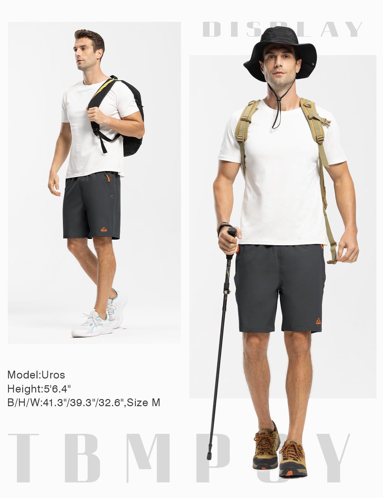 TBMPOY Men's 7" / 9" Running Hiking Shorts Quick Dry Athletic Gym Outdoor Sports Short 3 Zipper Pockets - Image 7