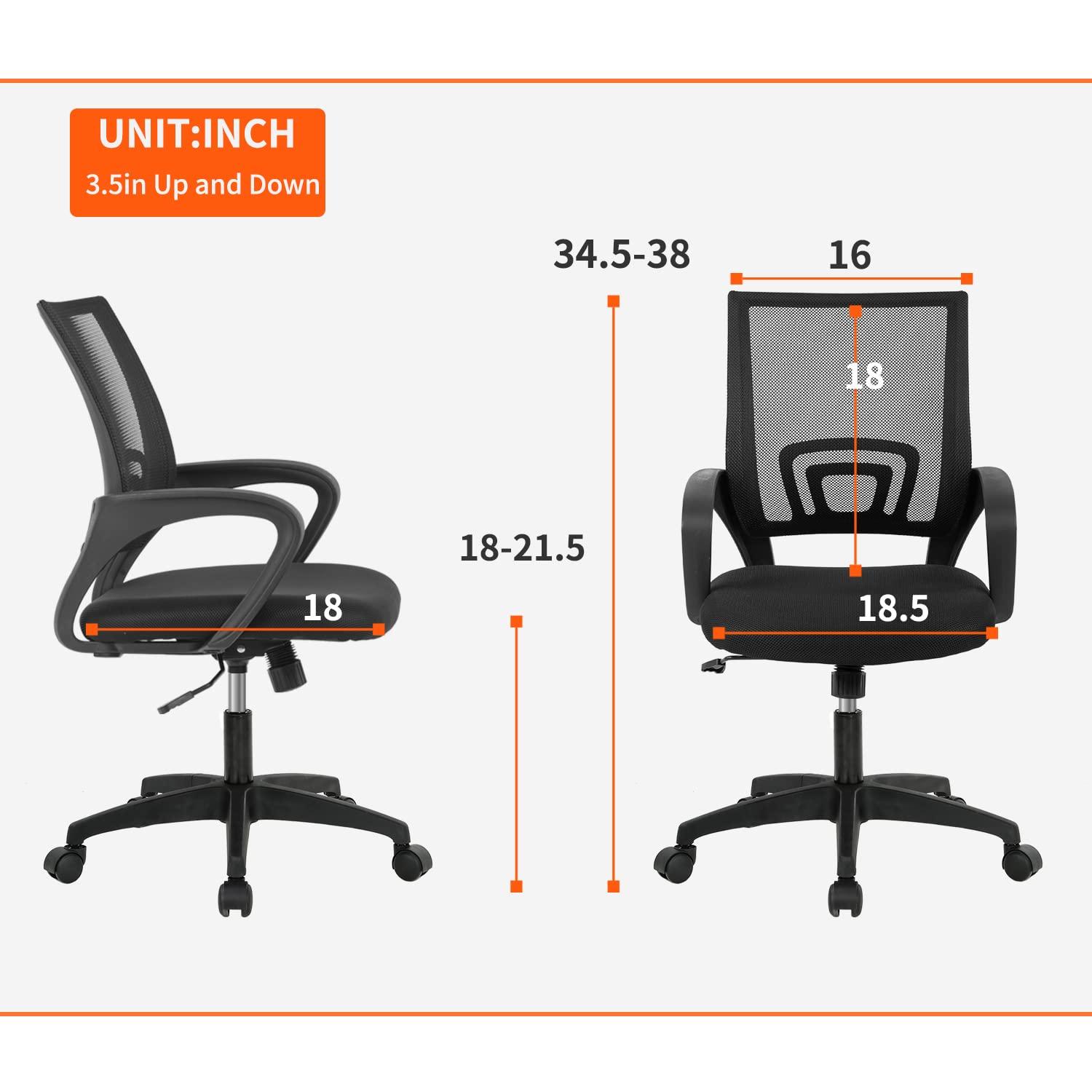 Home Office Chair Ergonomic Desk Chair Mesh Computer Chair with Lumbar Support Armrest Executive Rolling Swivel Adjustable Mid Back Task Chair for Women Adults, Black - Image 3