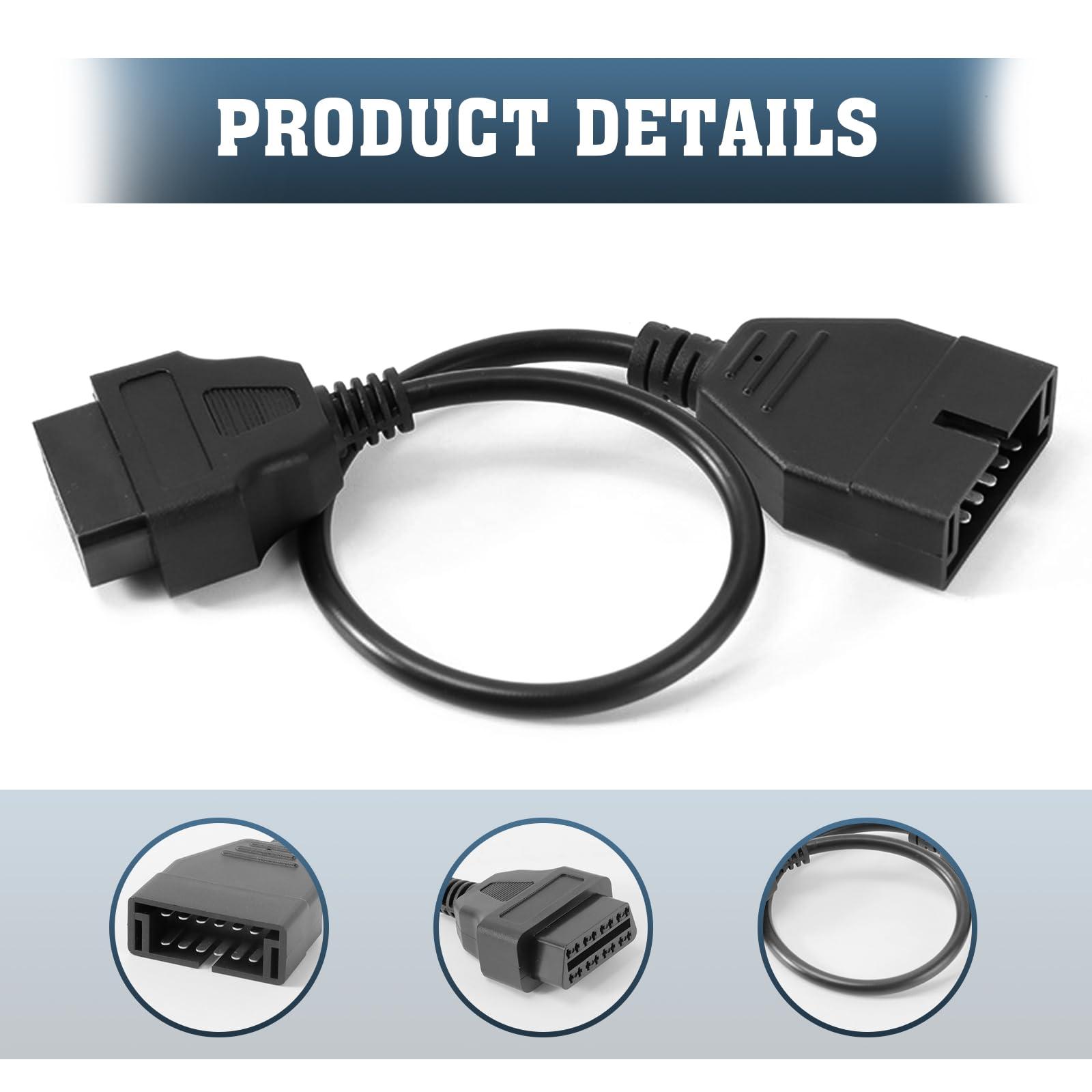 Flygun 1 PC OBD1 Scanner Connector, OBD1 to OBD2 GM Adapter, Scanning Diagnostic Extension Tool Cable Connector, Compatible with GM 12 Pin to OBD1 to OBD2 16 Pin Connector (Black) - Image 5