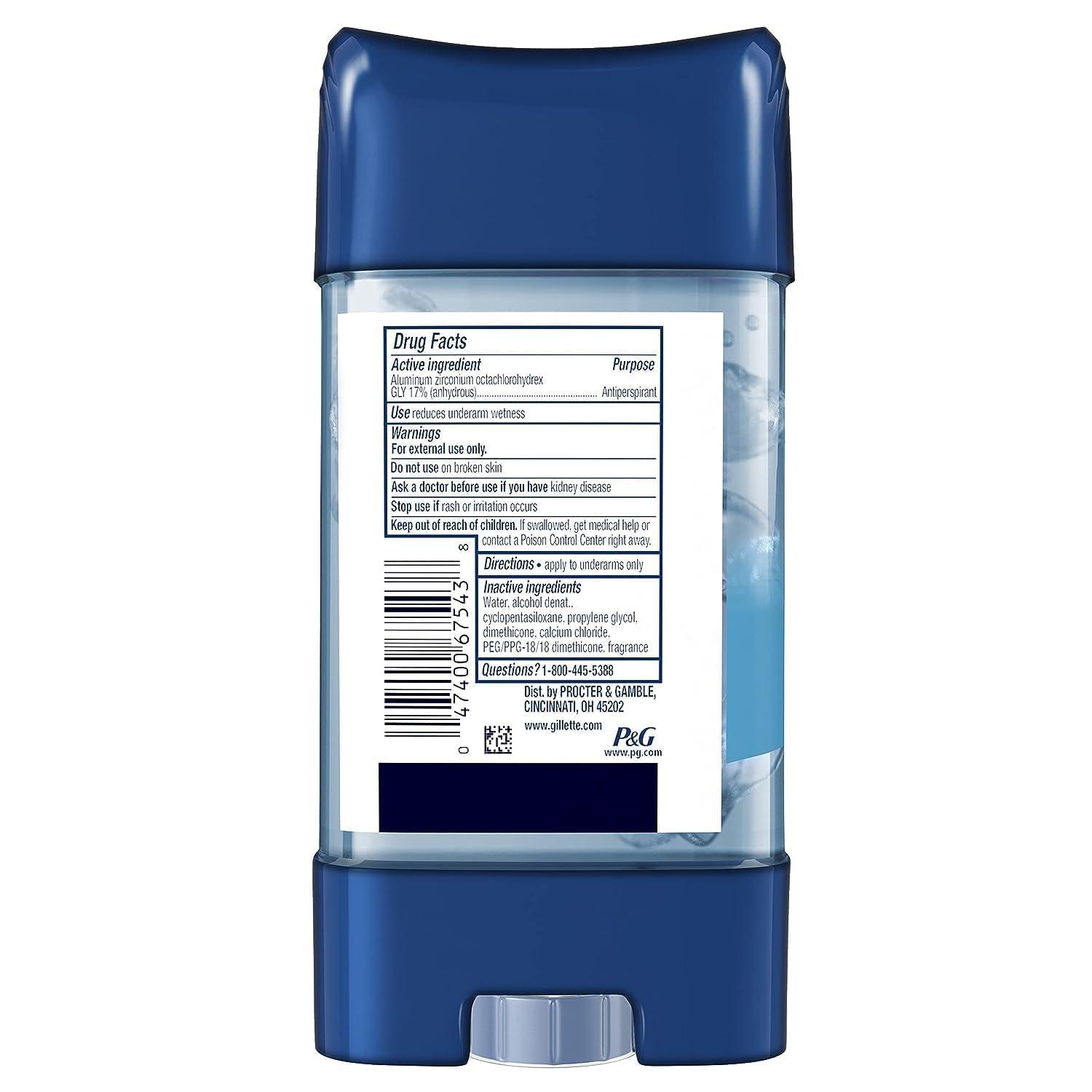 Gillette Antiperspirant and Deodorant for Men, 72hr Sweat & Odor Protection, Long Lasting Freshness, Anti-White Mark Technology, Clear Gel, Cool Wave Scent, 3.8 oz (Pack of 4) - Image 8