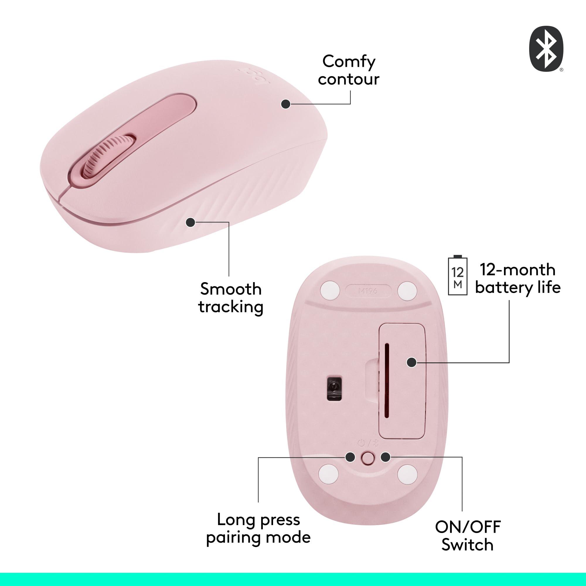Logitech M196 Bluetooth Wireless Mouse, Compact and Portable Mouse for Laptops, Tablets and More, 12-Month Battery, Smooth Tracking, Compatible with PC and Mac, Windows and macOS - Rose - Image 7