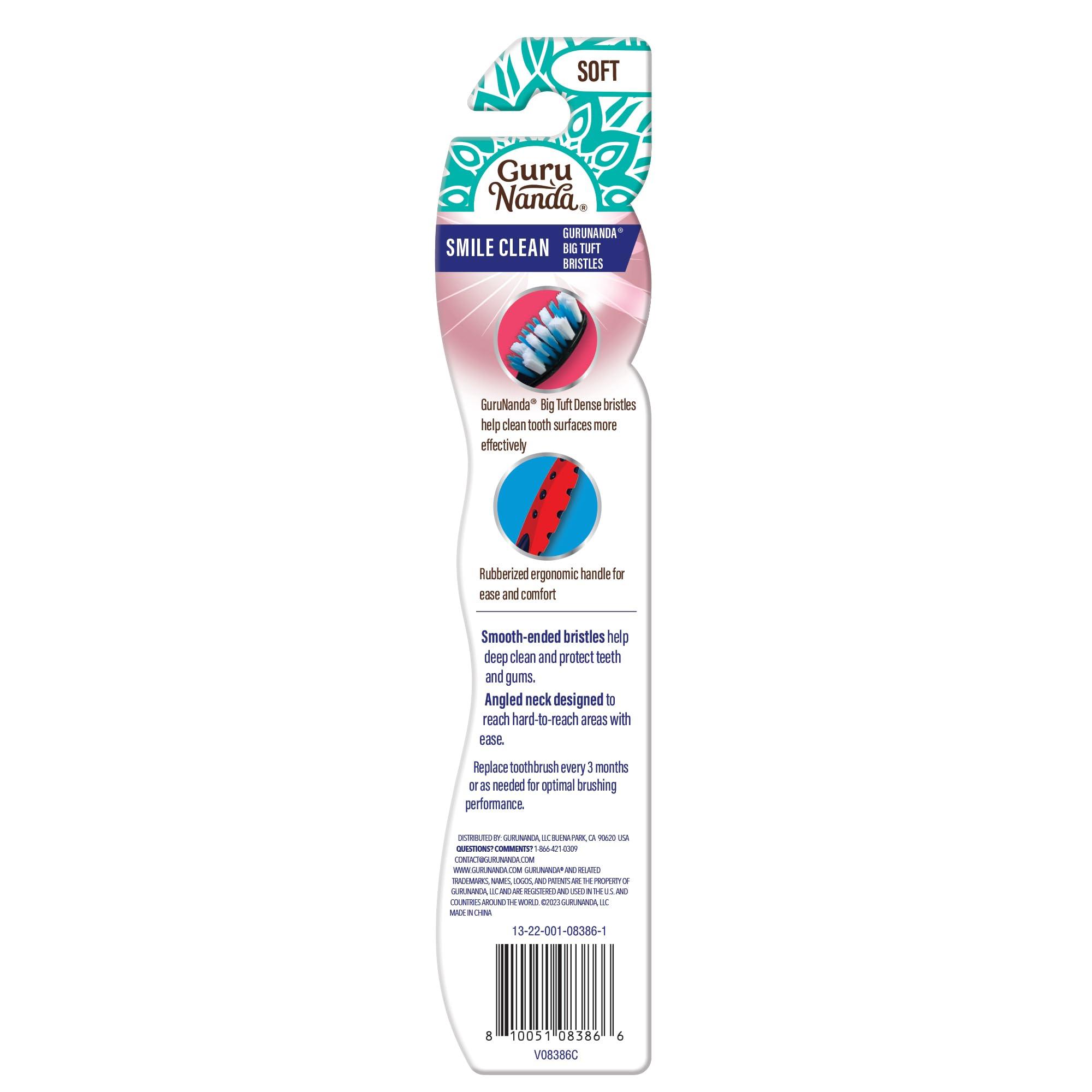 GuruNanda Smile Clean Toothbrush - Big Soft Bristles - Helps Clean Plaque, Whitens Teeth, and Aids in Fresh Breath – BPA-Free Brush for Adults & Kids - 1 Count - Image 2