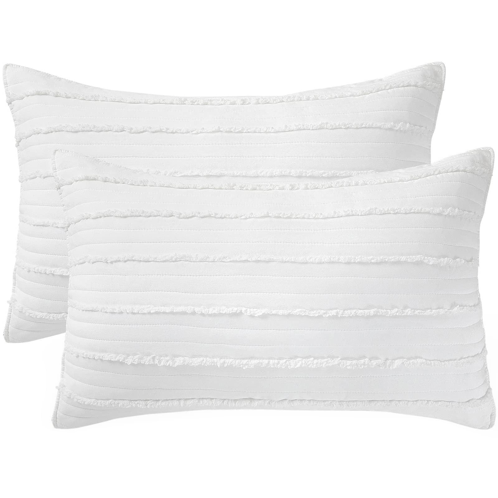 BOSOWOS Standard Size Pillow Shams Set of 2, Ultra Soft Breathable 20 x 26 Inches Pillow Case Envelope Closure, Microfiber Farmhouse Bed Pillowcases for Easy Care, White