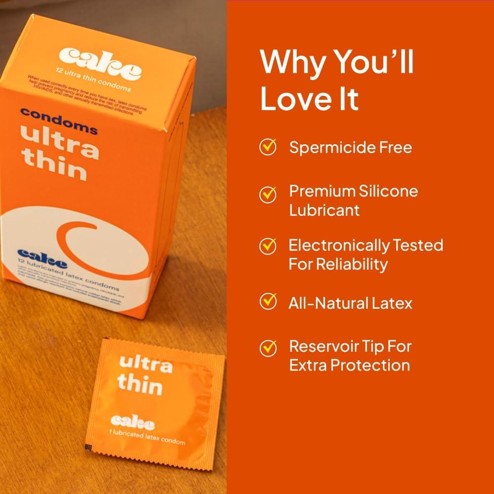Hello Cake Ultra Thin Condoms, Premium Silicone Lubricated Latex Condoms for Men, Made for a Super Close Feel and a Natural Fit, BPA Free, Fragrance-Free, Glycerin Free – 12 Count - Image 4
