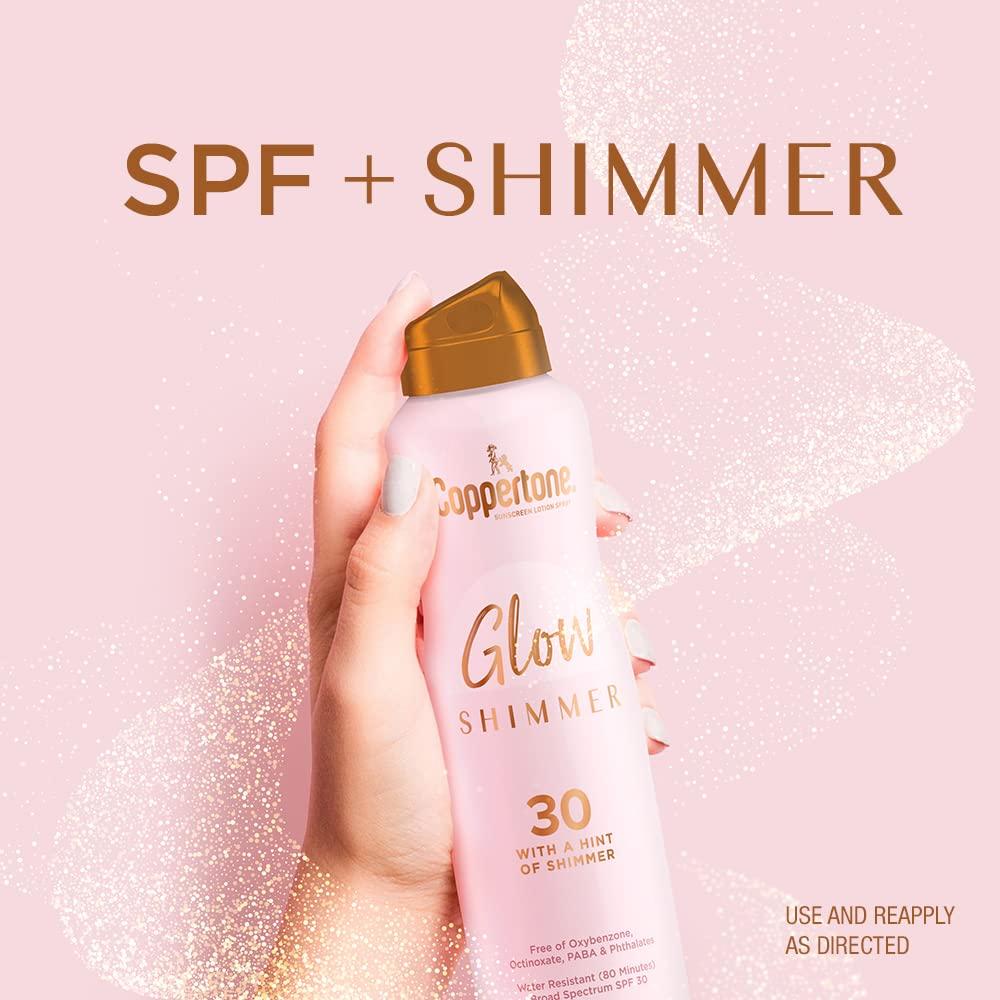Coppertone Glow with Shimmer Sunscreen Spray, Water Resistant, Broad Spectrum SPF 30, 5 Oz Spray - Image 4