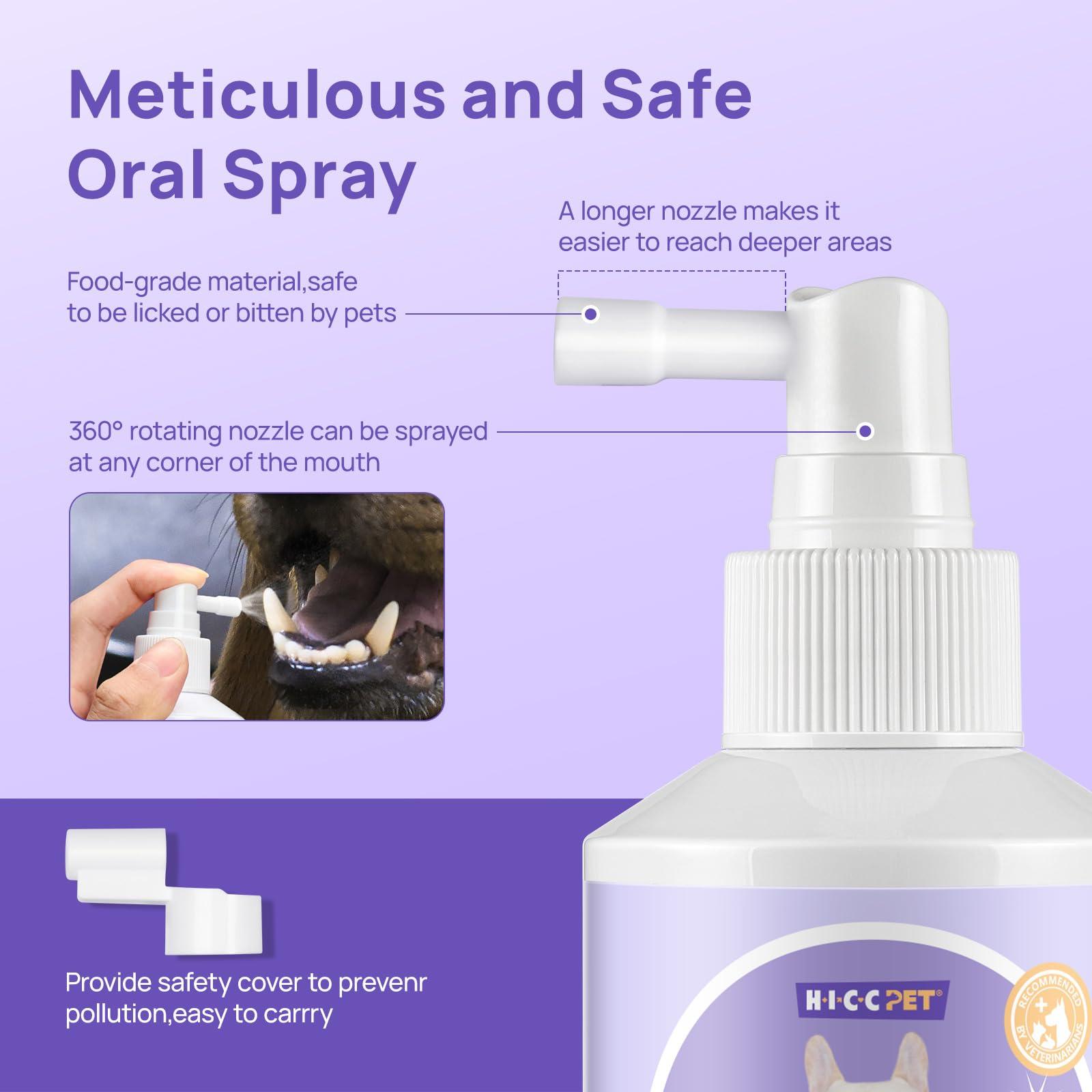 HICC PET Oral Care Spray for Dogs and Cats, Pet Breath Dental Care Spray, Dog Gingivitis Treatment, Fight Bad Breath Caused by Plaque and Gum Redness, Dog Tooth Brushing Kit, 5.1 Fl Oz - Image 5