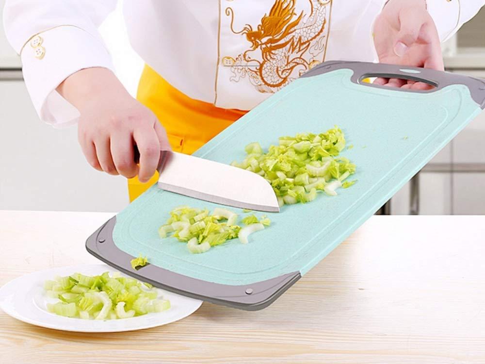 FLYINGSEA Cutting Boards For Kitchen, Anti-Skid Eco-Wheat Straw Vegetable Board Set (3 Pcs), Dishwasher Safe (Light green) - Image 5