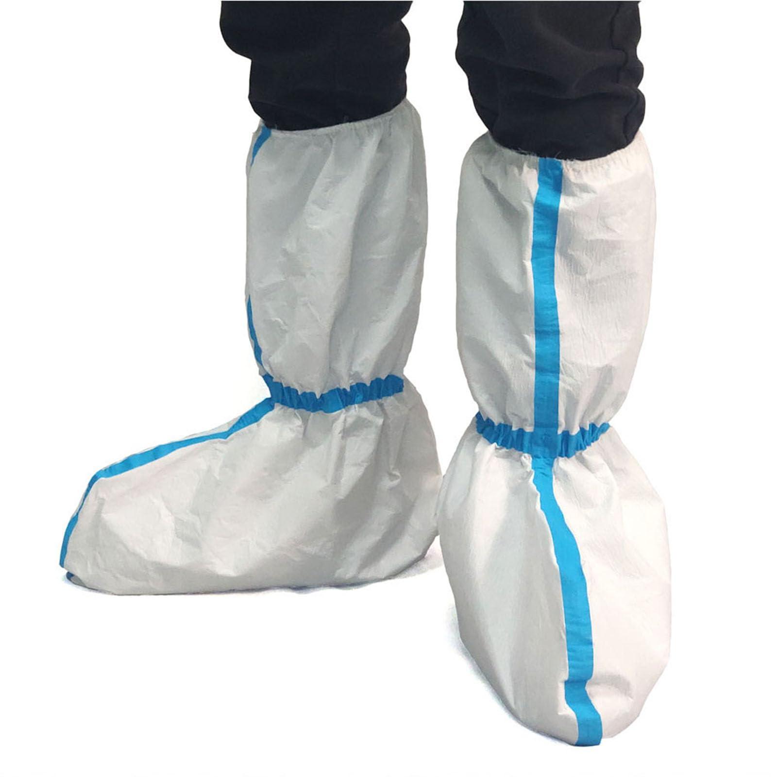 ZMDREAM 6 Pairs Disposable Hazmat Boot and Shoe Covers Knee High Booties Non-Slip and Waterproof White 18 inch Tall - Image 3