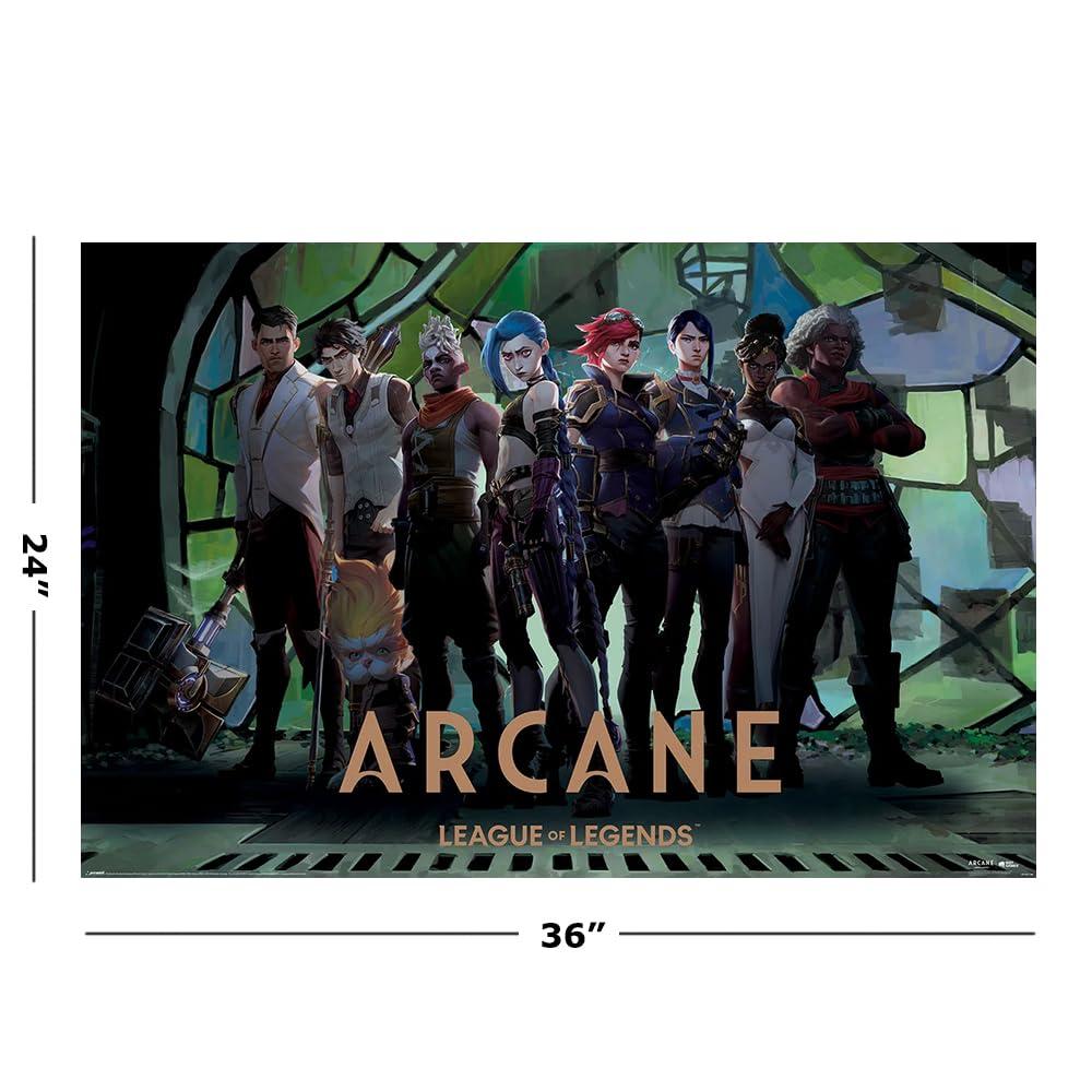 Arcane - League Of Legends - Manga Anime TV Show Poster (Characters In Zaun Arcade) (Size: 36" x 24") - Image 2