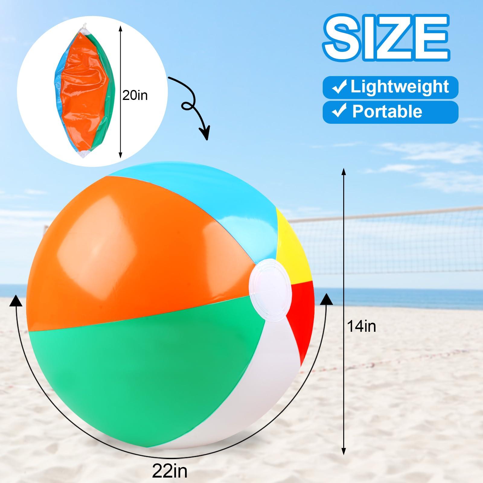 REGUICORP 2 Pack Beach Balls, 20 Inch Beach Balls for Kids, Rainbow Color Pool Toys Pool Balls for Swimming Pool, Beach Toys Inflatable Ball for Summer Parties and Water Games - Image 2