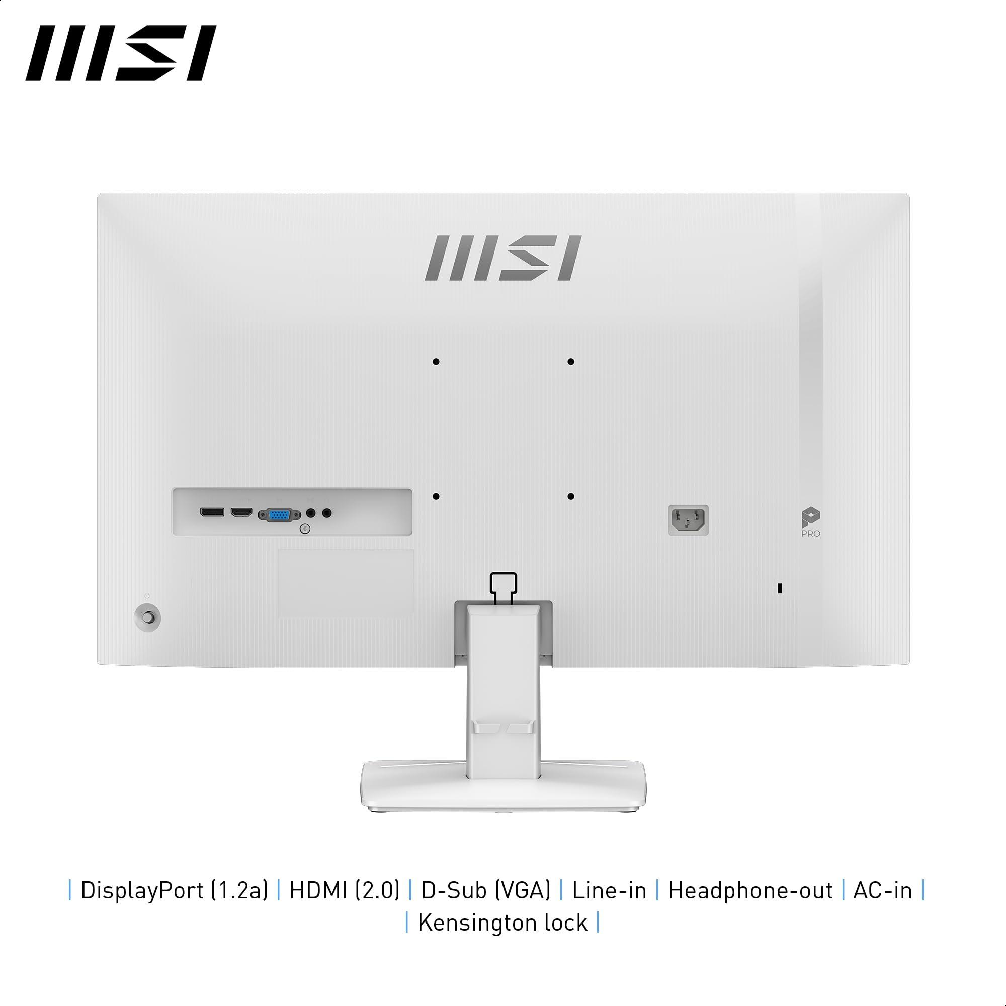 MSI PRO MP275W E2 27-inch IPS 1920 x 1080 (FHD) Gaming Office Monitor, 120Hz, Free-Sync, HDMI, DisplayPort, VGA Port, VESA Mountable, Tilt, Speaker, 4-Side Slim Bezel 1ms, White - Image 6
