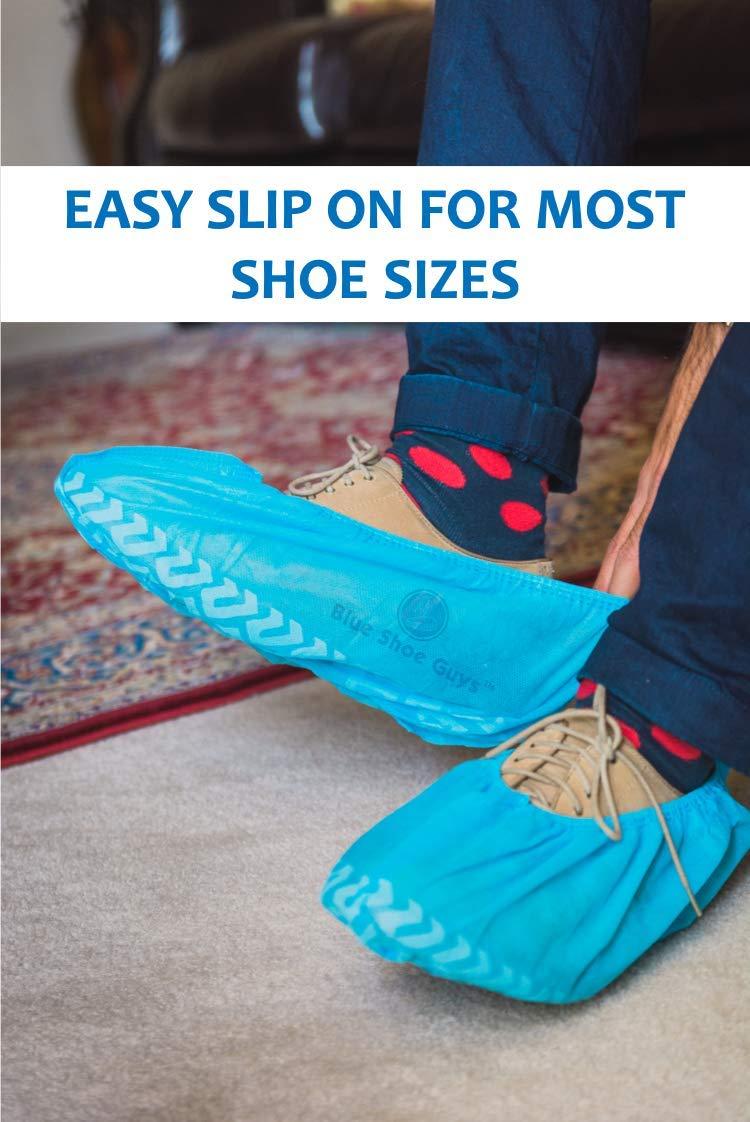 Blue Shoe Guys Premium Disposable Boot & Shoe Covers Booties | 100 Pack | Durable, Non-Slip, Non-Toxic, Water Resistant, Recyclable Protectors for Indoor & Outdoor | Large Size Fits Most Shoes - Image 5