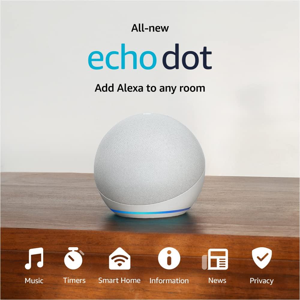 Amazon Echo Dot (newest model), Vibrant sounding Alexa speaker, Great for bedrooms, dining rooms and offices, Glacier White - Image 8