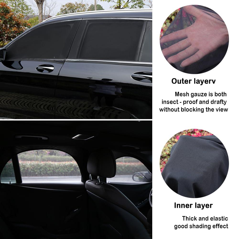 4PCS Car Window Shades with Zipper,Breathable Car Window Cover Baby Window Shades for Car,Camping Essentials Side Window Sun Shade for Privacy Protection Fits Most Cars - Image 3
