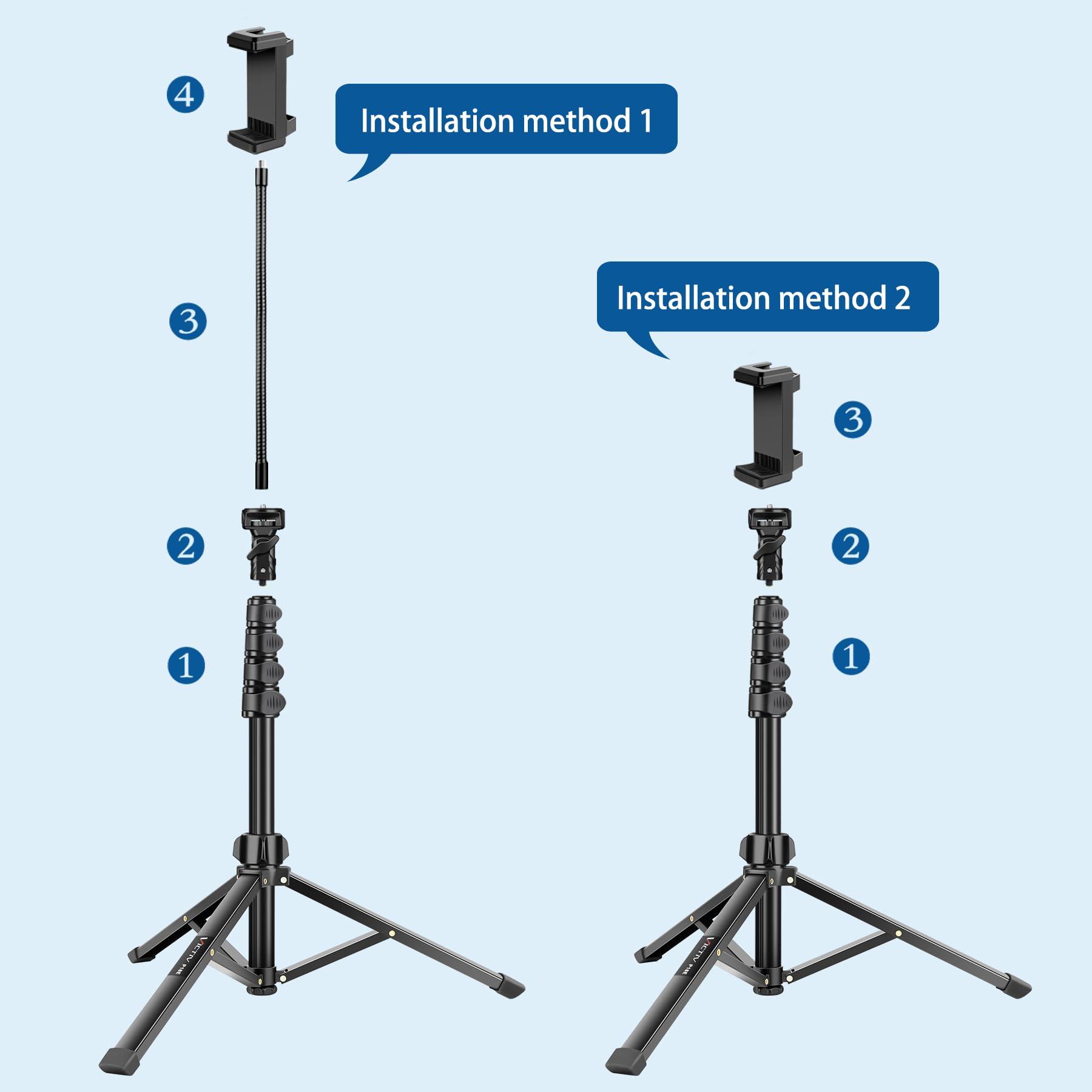 Phone Tripod Stand, 85" Tall Cellphone Tripod for iPhone with Gooseneck Remote, Flexible Portable Phone Stand for Recording, Compatible with iPhone 14 13 12 pro Android Camera - Image 9