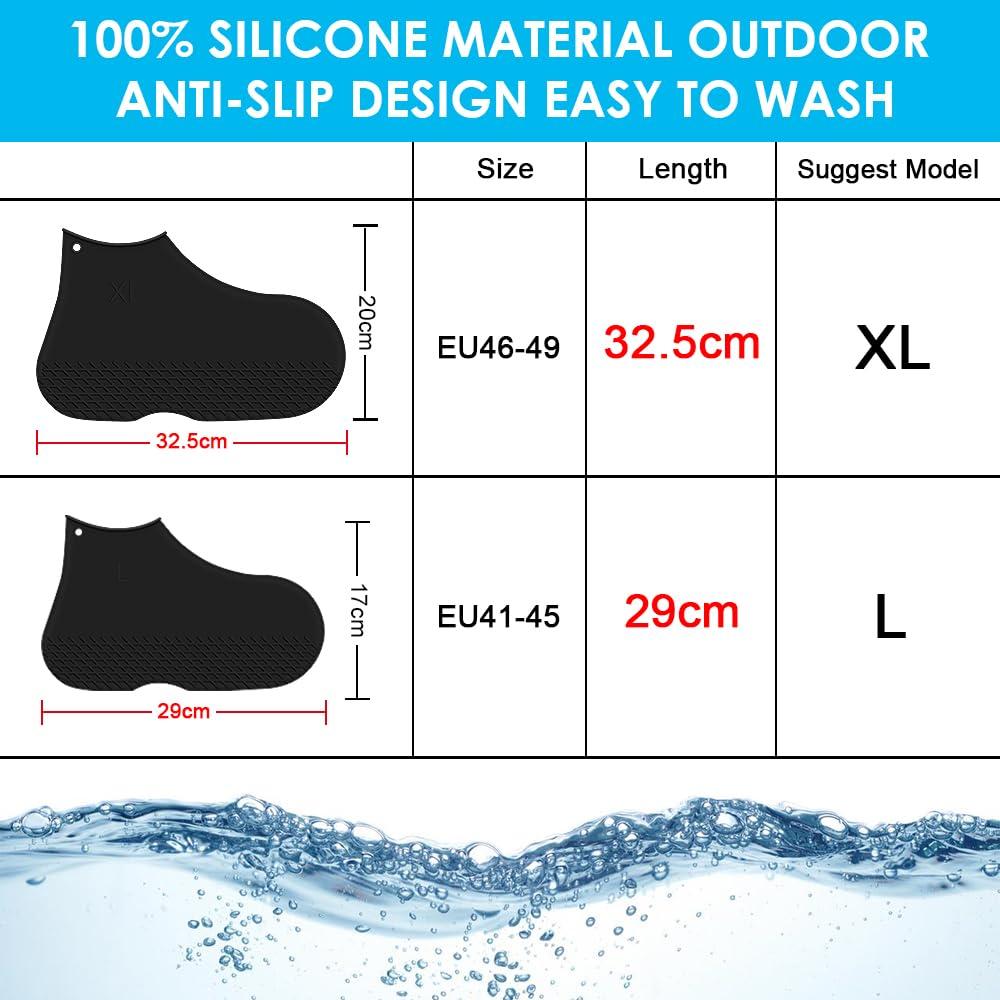 Silicone Shoe Cover Waterproof, Reusable Boot Shoes Covers with Zipper,Non Slip Rain Snow Bowling Travel Indoor Outdoor Overshoe Rubber Protectors for Men Women Kids Protection Galoshes-1 Pair - Image 2