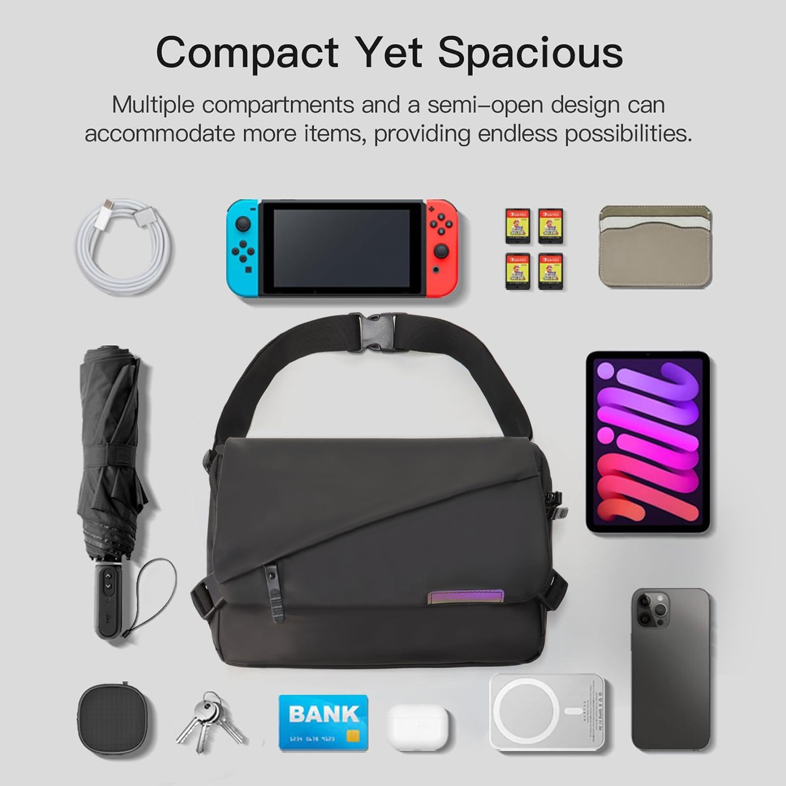 Lemuvlt Waterproof messenger bag shoulder bag mens purse pad phone crossbody bag for Commuting,12 x 8 x 3 in - Image 5