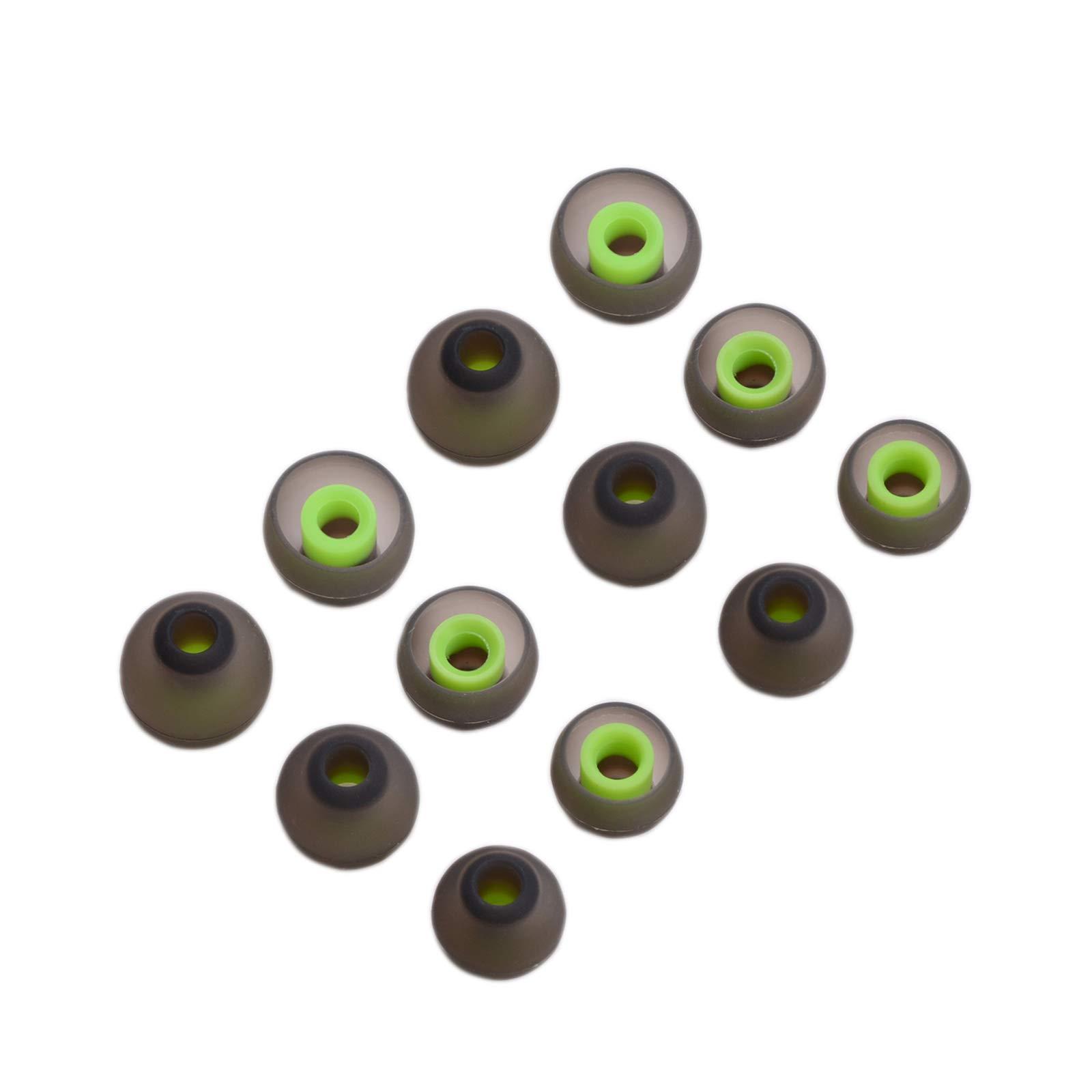 Silicone Replacement Ear Tips Earbuds Eargels for Mpow,Tozo Aukey, Senso,Hussar,Letscom etc Bluetooth Earphones, 6 Paris (Green and Gray)