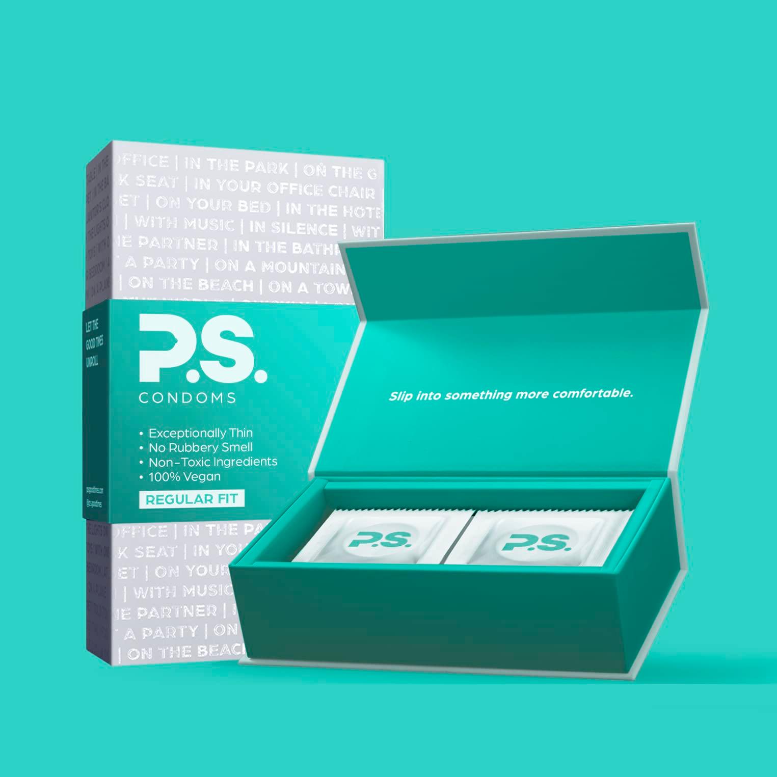 PS Condoms Exceptionally Thin Latex Condoms for Men - Odorless and 100% Vegan - Ultra Thin Lubricated Condom - 40% Thinner and Transparent - 12 Pack - Image 2