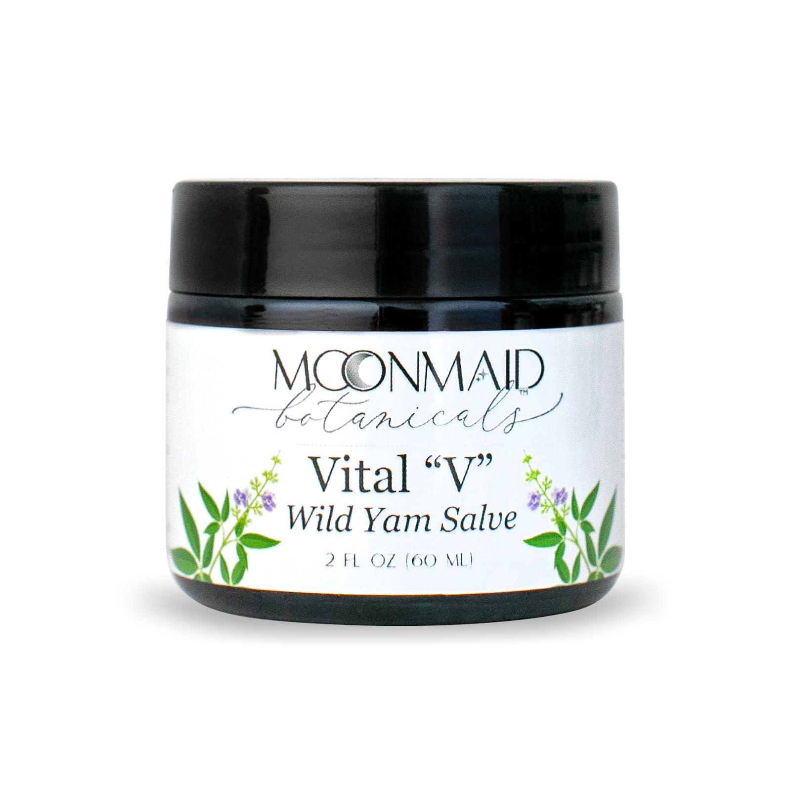 MoonMaid Botanicals Vital V Wild Yam Salve for Sensitive Skin 2 Oz Jar | Soothing Relief for Vaginal Dryness & Rejuvenation | Calming, Hydrating, and Soothing Formula