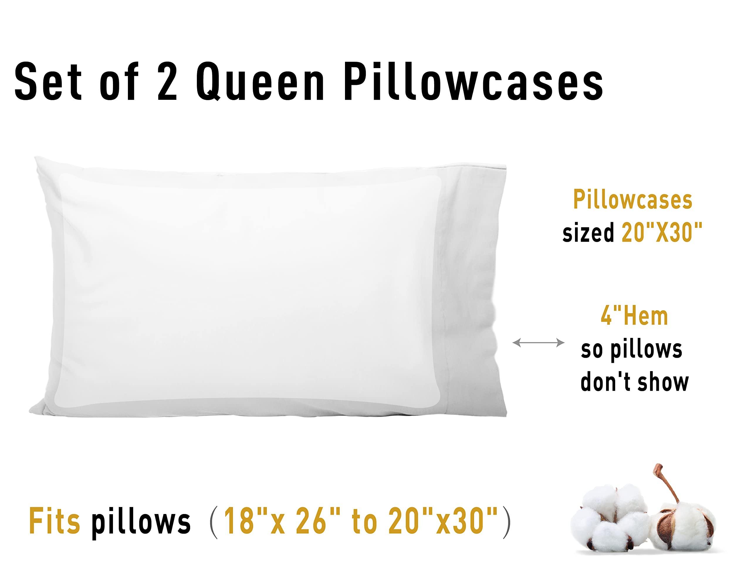 Sunflower Queen Pillowcases Set of 2, 100% Cotton Queen Pillow Cases 2, 20×30 inches Bright White, Soft and Breathable - Image 8