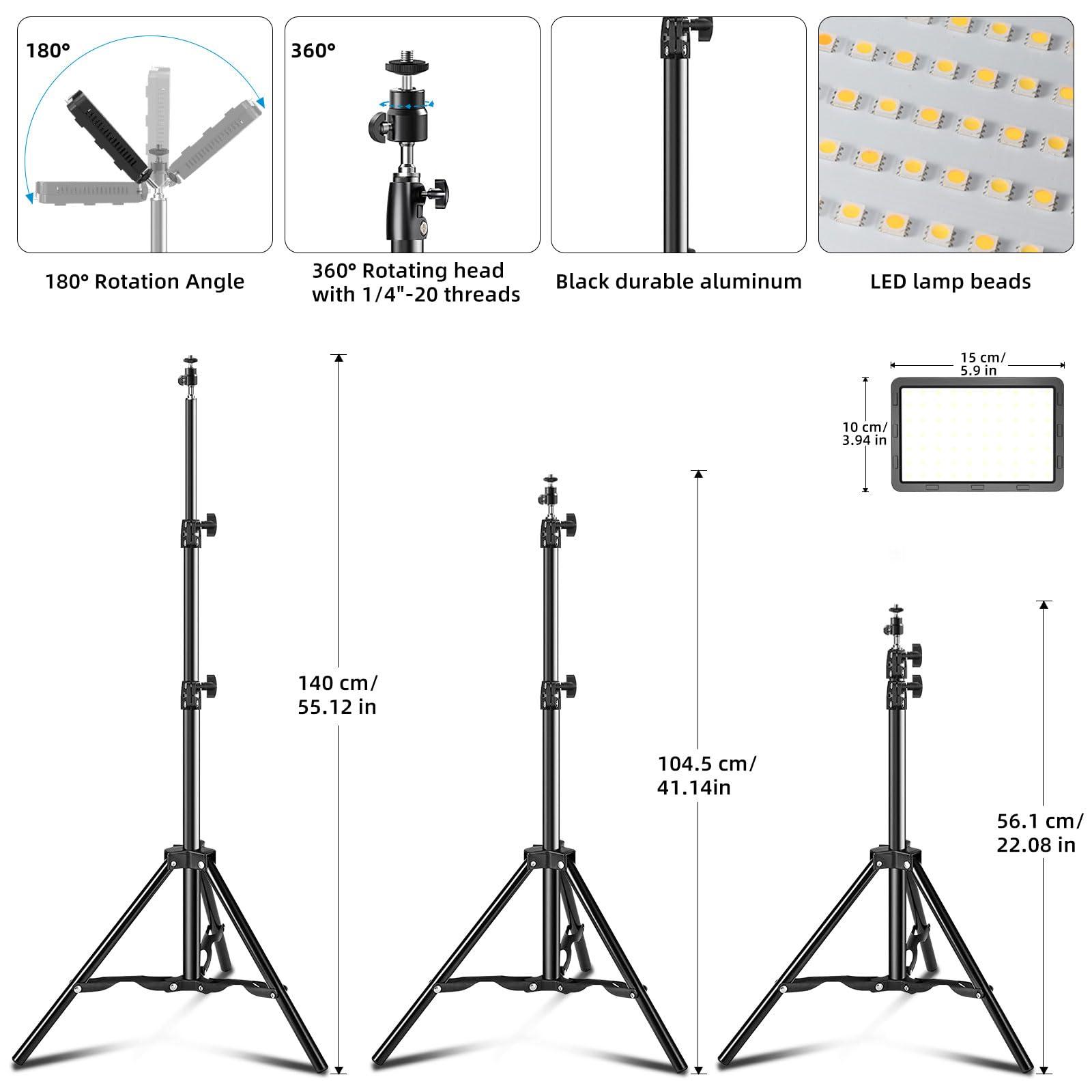 LED Video Light Kit 2Pcs, Hagibis Studio Lights 18 Color Filters for Photography Lighting with Adjustable Tripod Stand Streaming Lights for Photo Camera Recording Computer Zoom Stream TikTok YouTube - Image 3