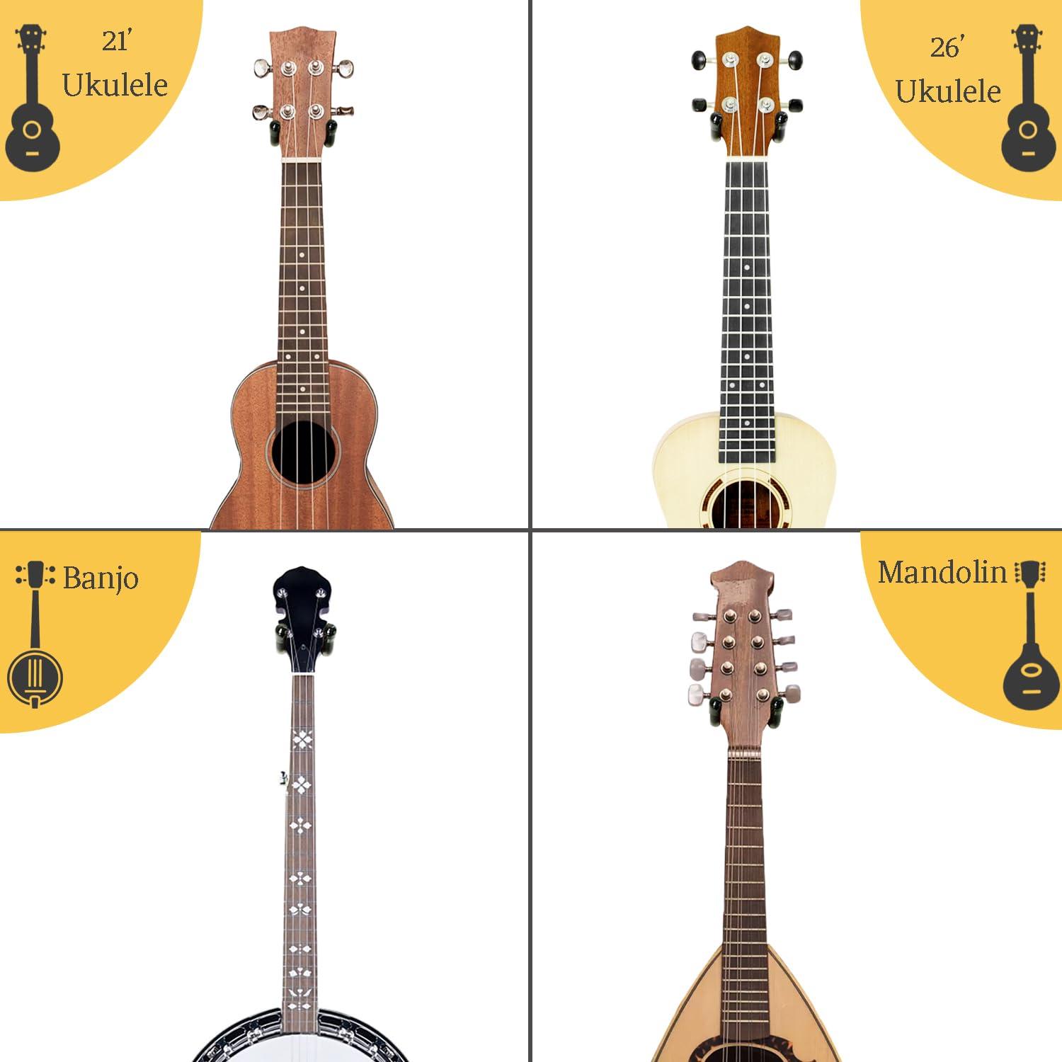 Ukulele Wall Mount Hanger 2 Pack, Black Walnut Wood U-Shaped Ukulele Holder Hanger, Ukulele Wall Mount Hook for Ukulele Banjo Mandolin Concert Pineapple Soprano Tenor and Baritone - Image 7