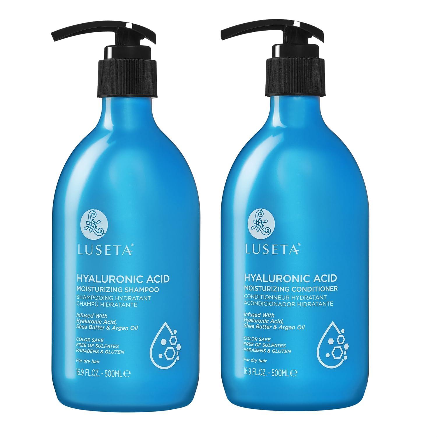 Luseta Hyaluronic Acid Moisturizing Shampoo & Conditioner Set for Dry and Damaged Hair, Sulfate Free Shampoo and Conditioner for Women Infused with Argan Oil and Shea Butter Paraben-Free2 x 16.9oz - Image 1