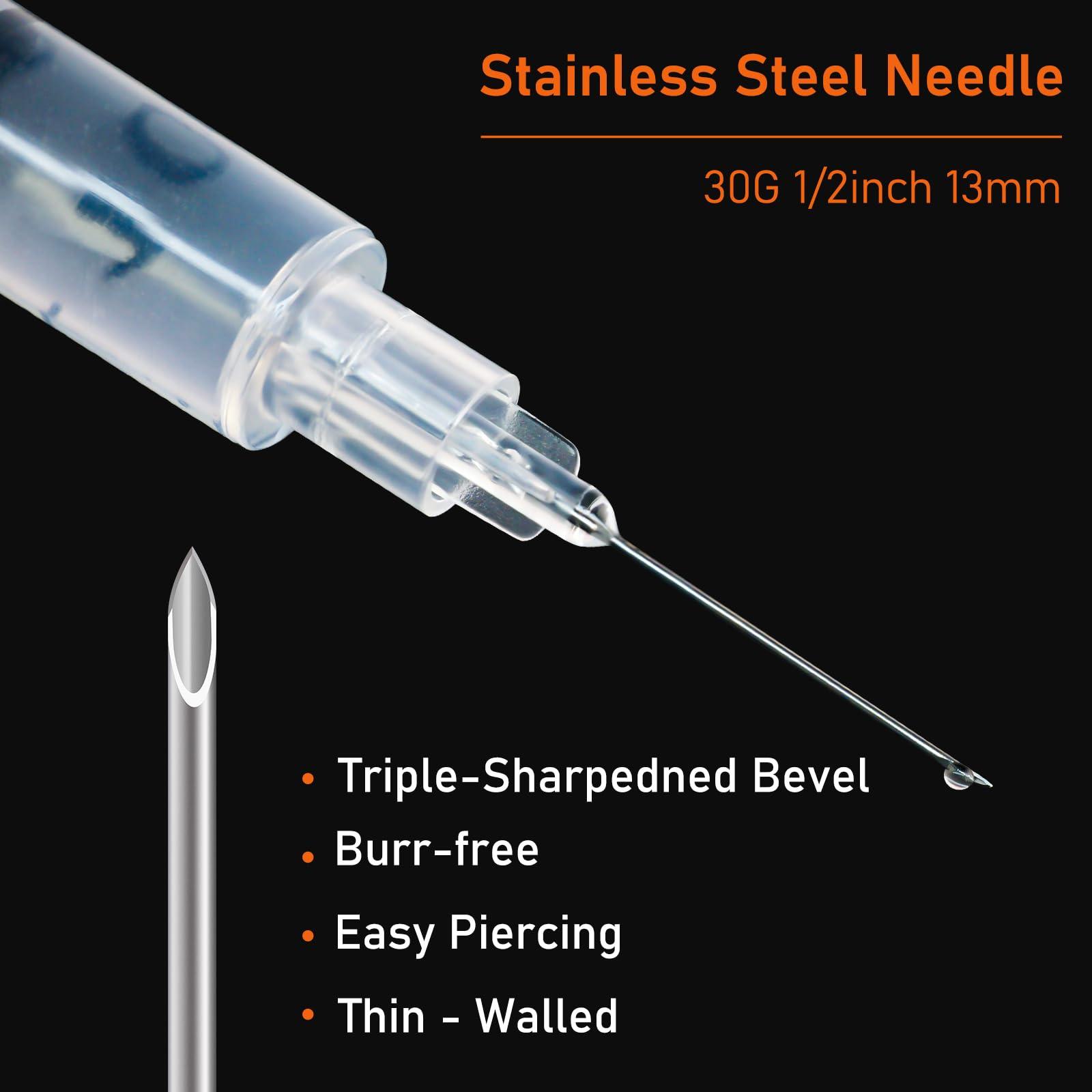 1ml Syringe with 30Ga 1/2in Needle, Individually Wrapped, Pack of 20 - Image 2