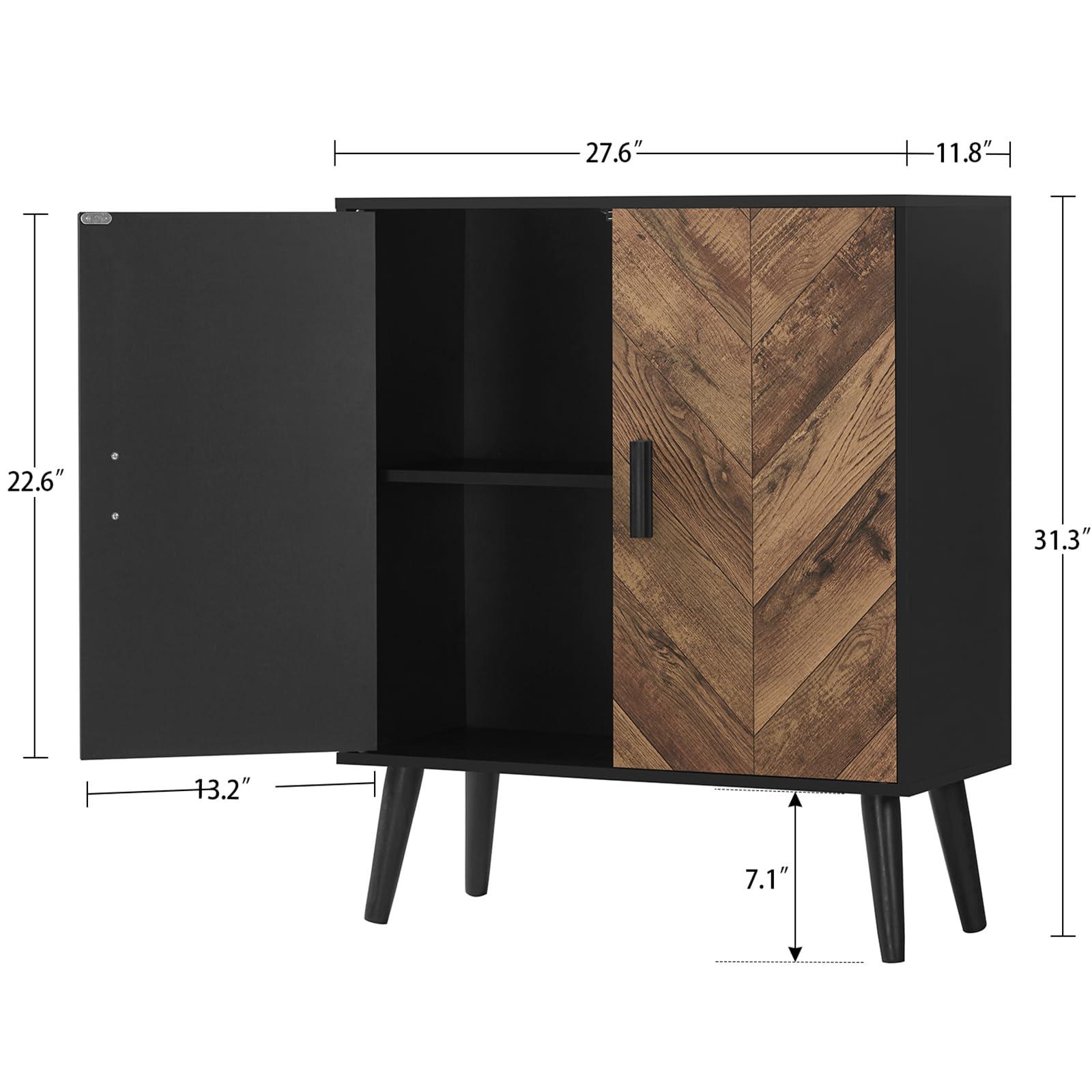TEENFON Storage Cabinet with Adjustable Shelf & Doors, Sideboard Buffet Cabinet with Storage, for Dining Room, Living Room, Entryway, Black - Image 3