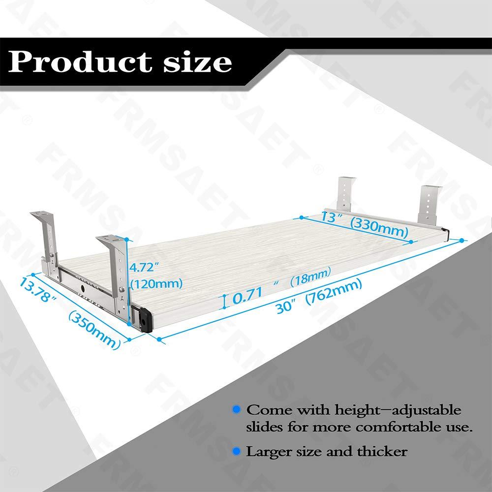 FRMSAET Furniture Accessories Office Product Suits Hardware 20/24/30 inches Keyboard Drawer Tray Wood Holder Under Desk Adjustable Height Platform. (30 inches, White) - Image 2