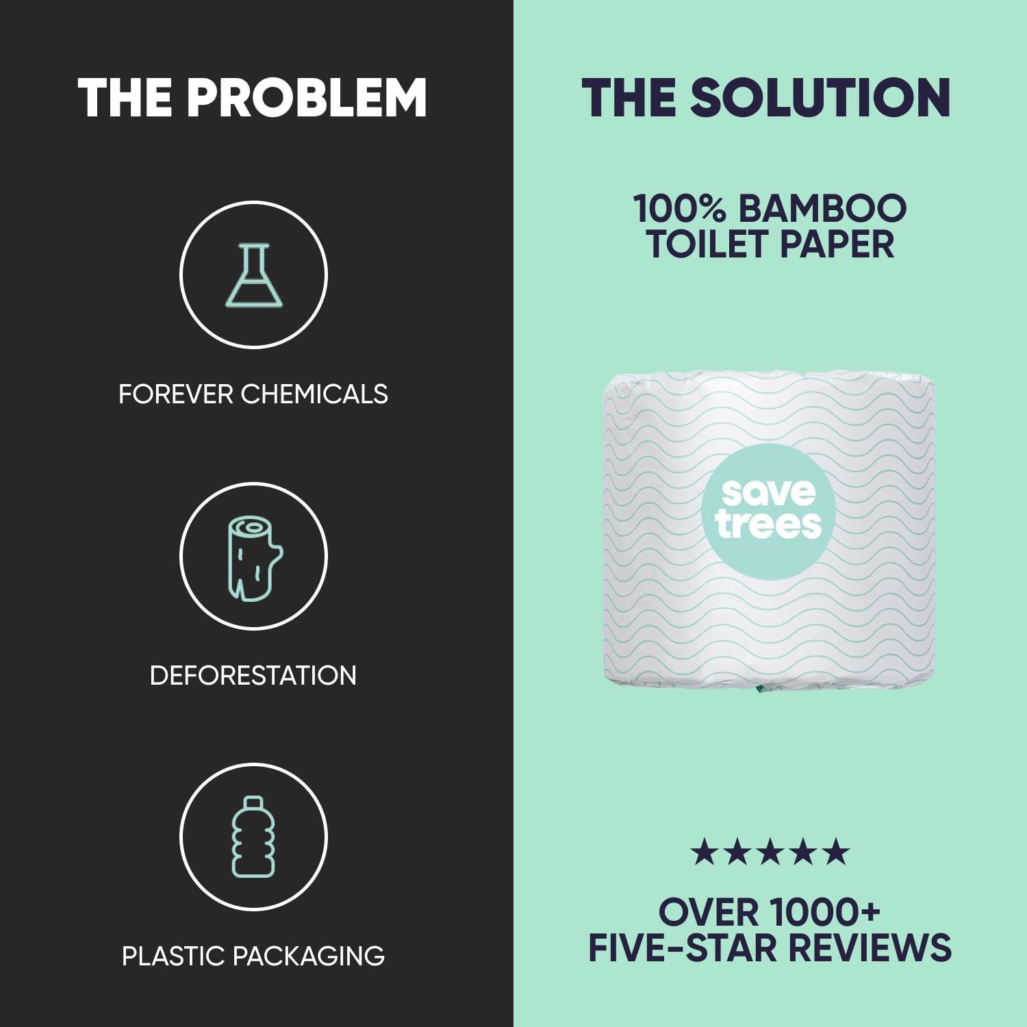 Save Trees Bamboo Toilet Paper -24 Rolls Of Septic Safe Organic Toilet Paper 3-ply, 300 Sheets Per Roll - PFAs Free, FSC Certified, Plastic & Chemical Free - For Home, Boat & RV Use - Image 6