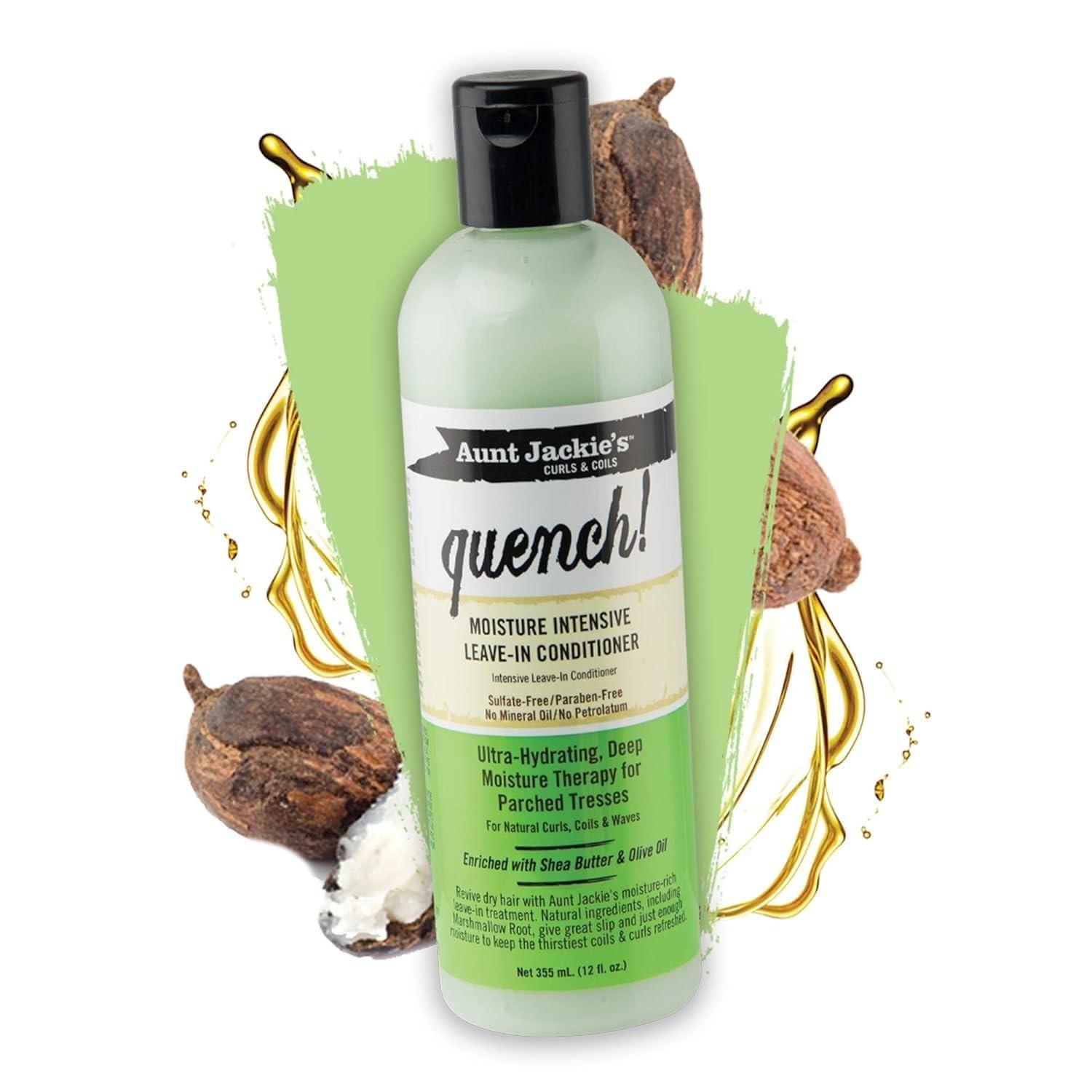Aunt Jackie's Curls and Coils Quench Moisture Intensive Leave-In Hair Conditioner for Natural Curls, Coils and Waves, Enriched with Shea Butter, 12 oz - Image 7
