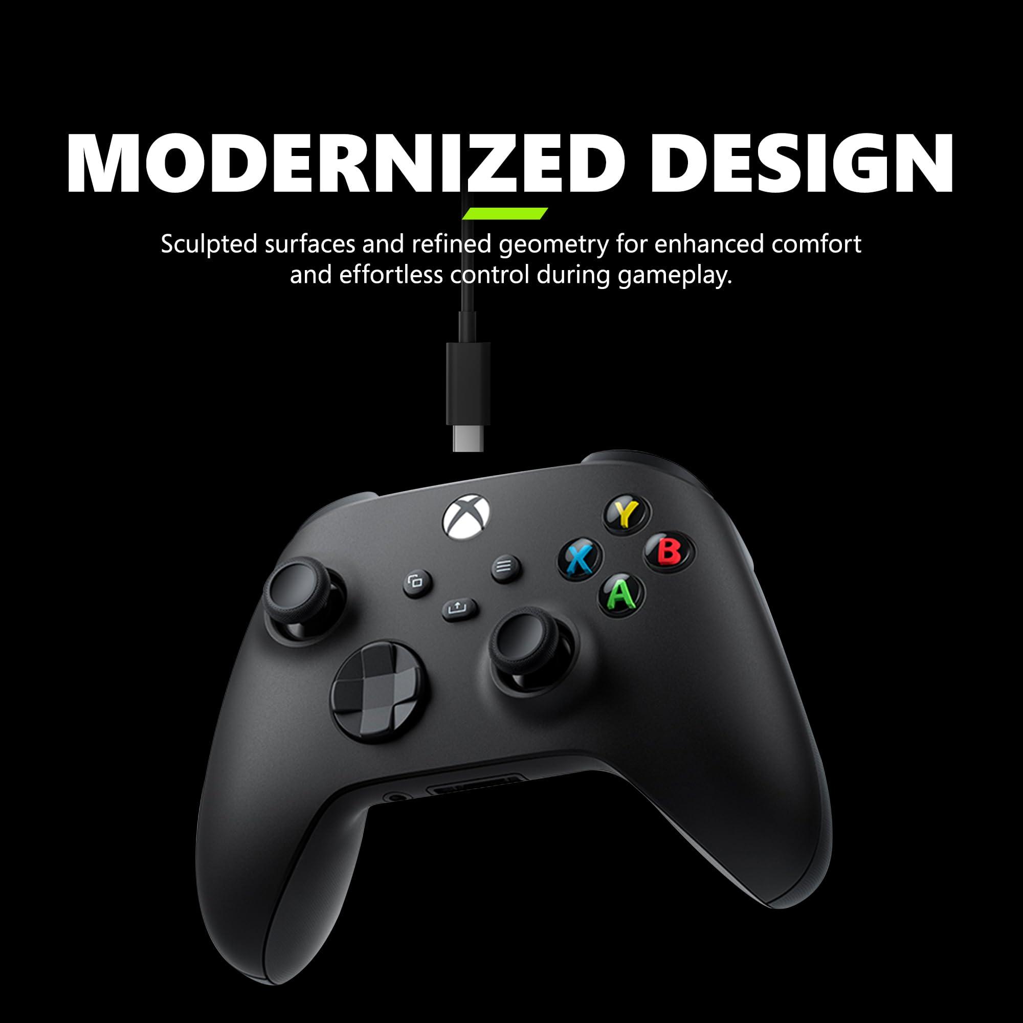 Xbox Core Wireless Gaming Controller + USB-C® Cable – Carbon Black Series X|S, One, Windows PC, Android, and iOS - Image 3