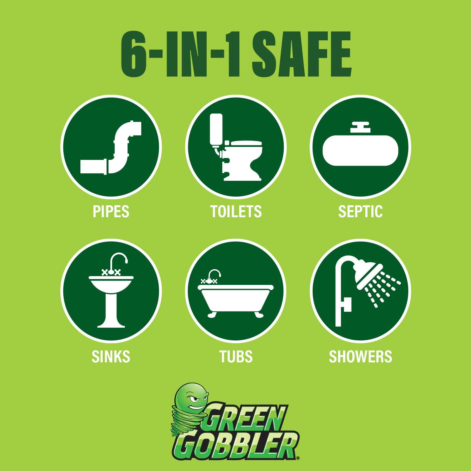 Green Gobbler Liquid Hair Drain Clog Remover & Cleaner, For Toilets, Sinks, Tubs - Septic Safe, 2 Pack - Image 3