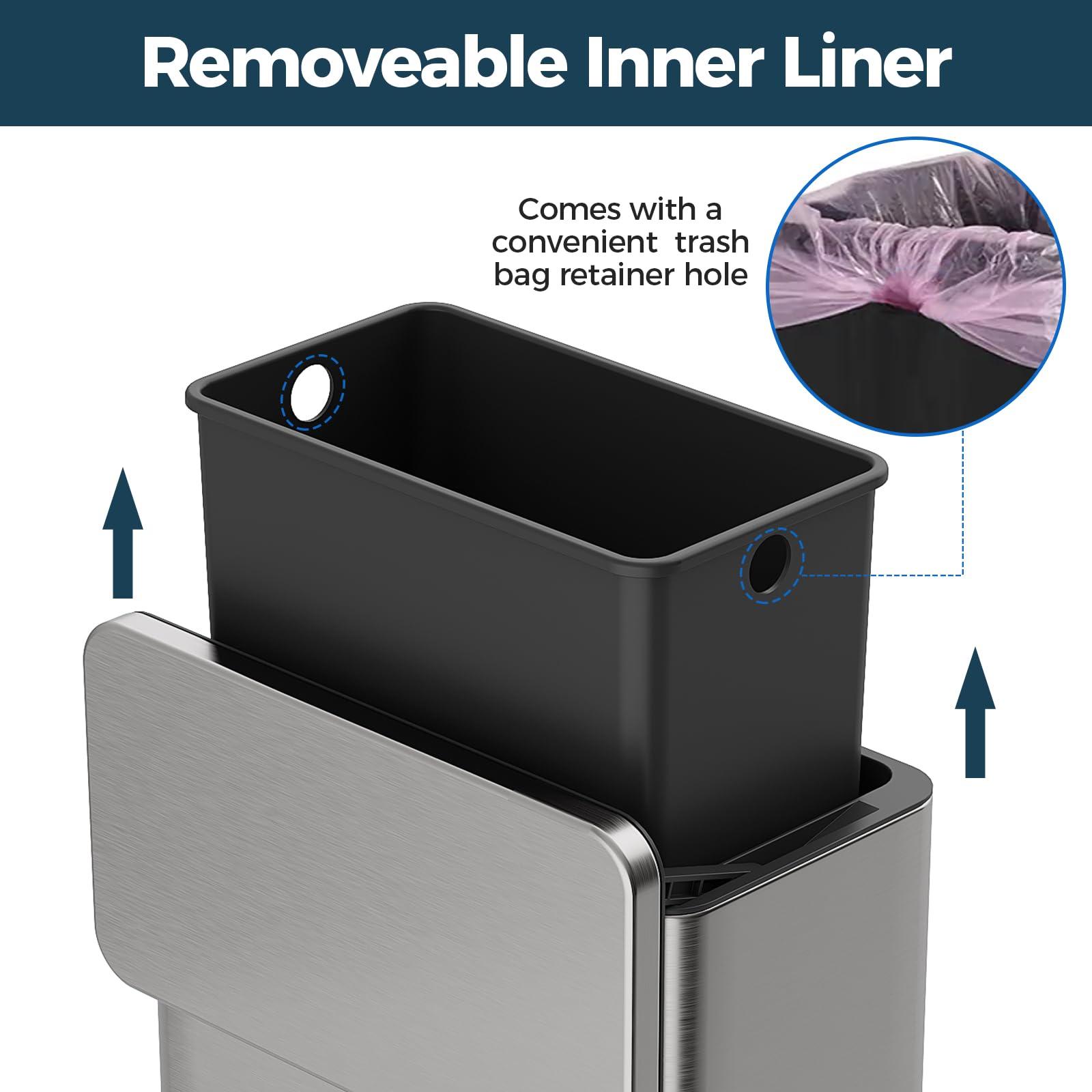 LINSSEN Stainless Steel Hanging Trash Can with Lid and Inner Bucket, 2 Gallon Kitchen Compost Bin for Counter Top, Under Sink or Wall Mount, Small Garbage Can for Cupboard/Bathroom/Bedroom/RV - Image 5